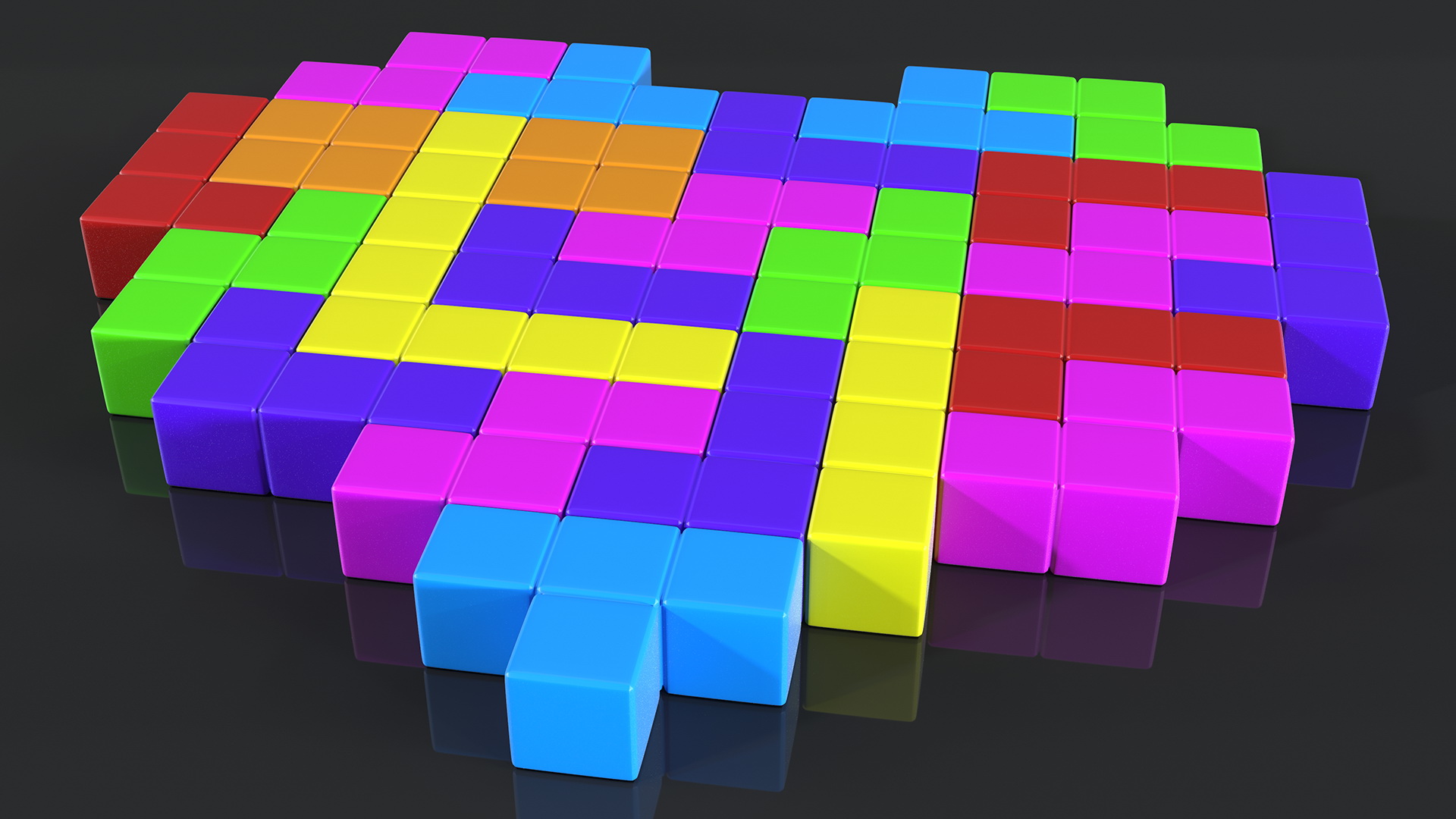Tetris Blocks Heart 3D model