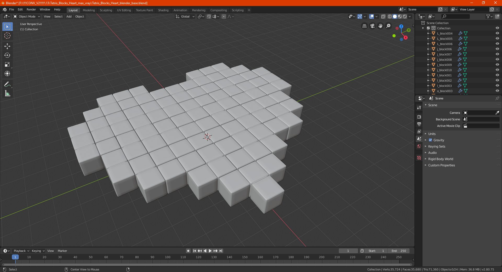Tetris Blocks Heart 3D model