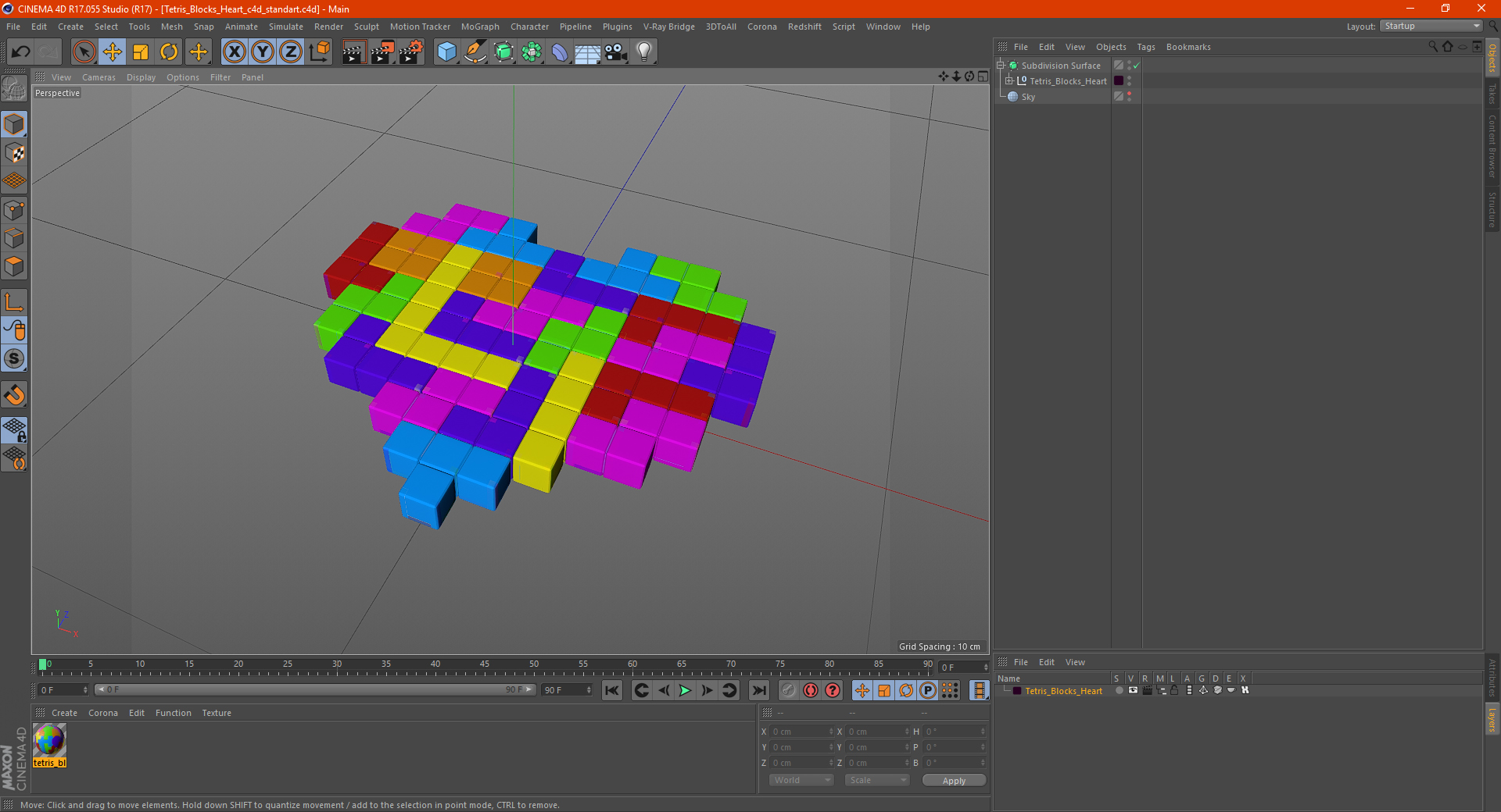 Tetris Blocks Heart 3D model