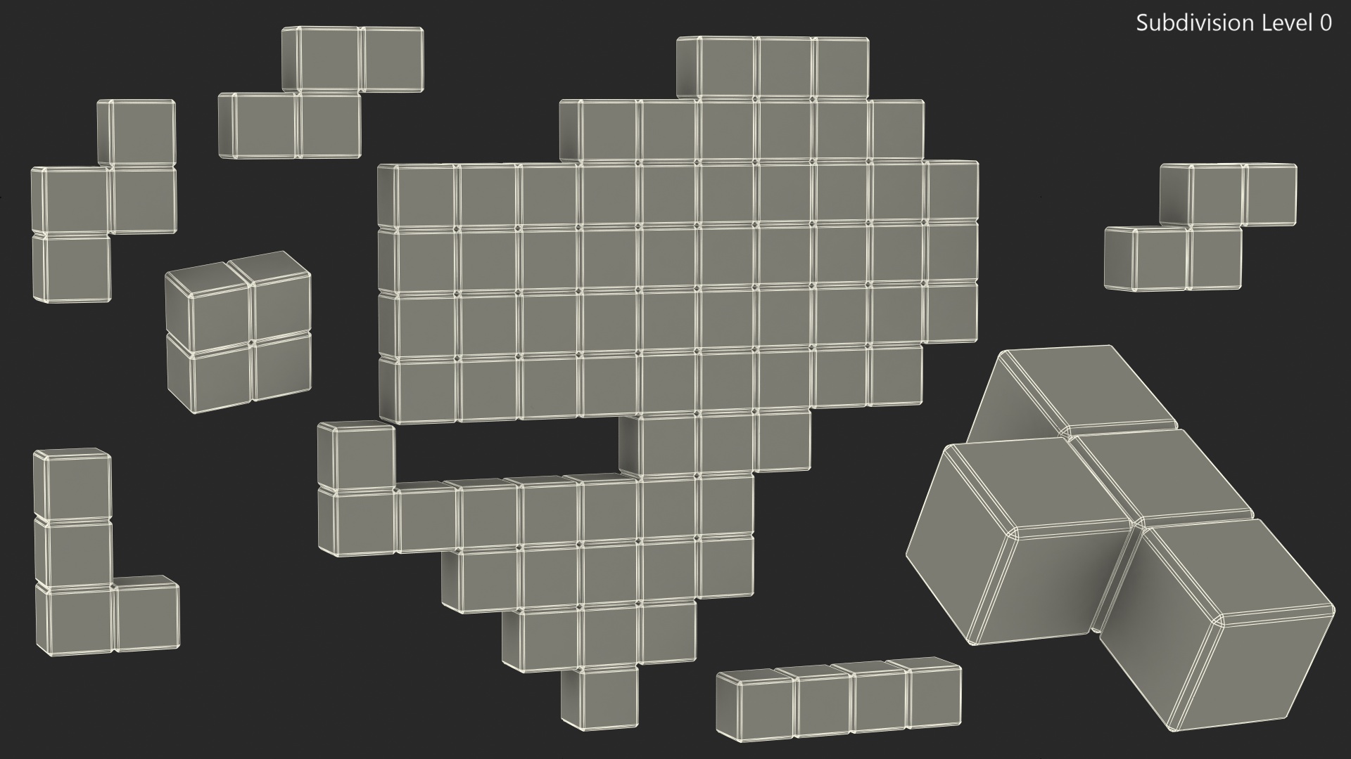 Tetris Blocks Heart 3D model