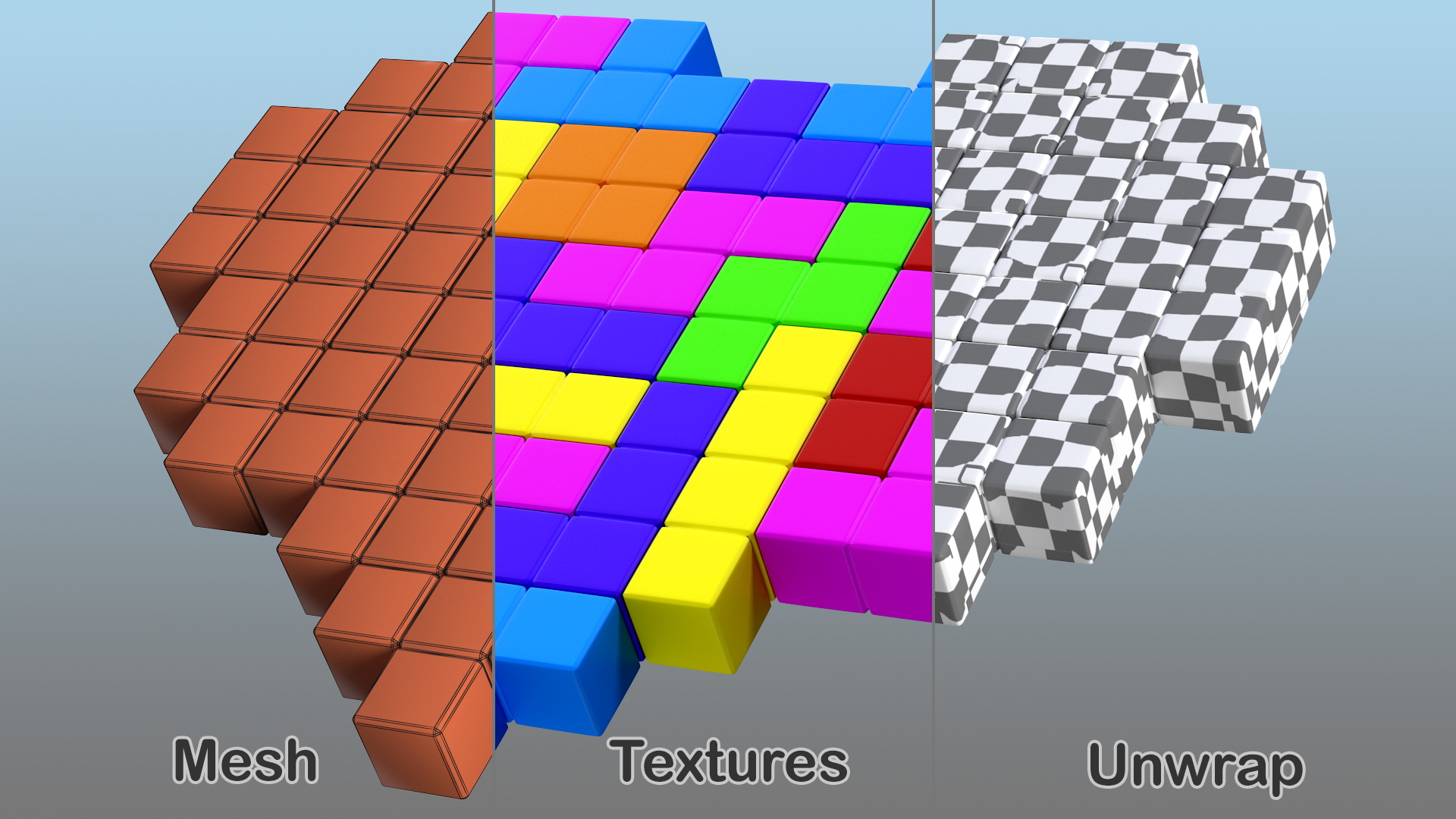 Tetris Blocks Heart 3D model