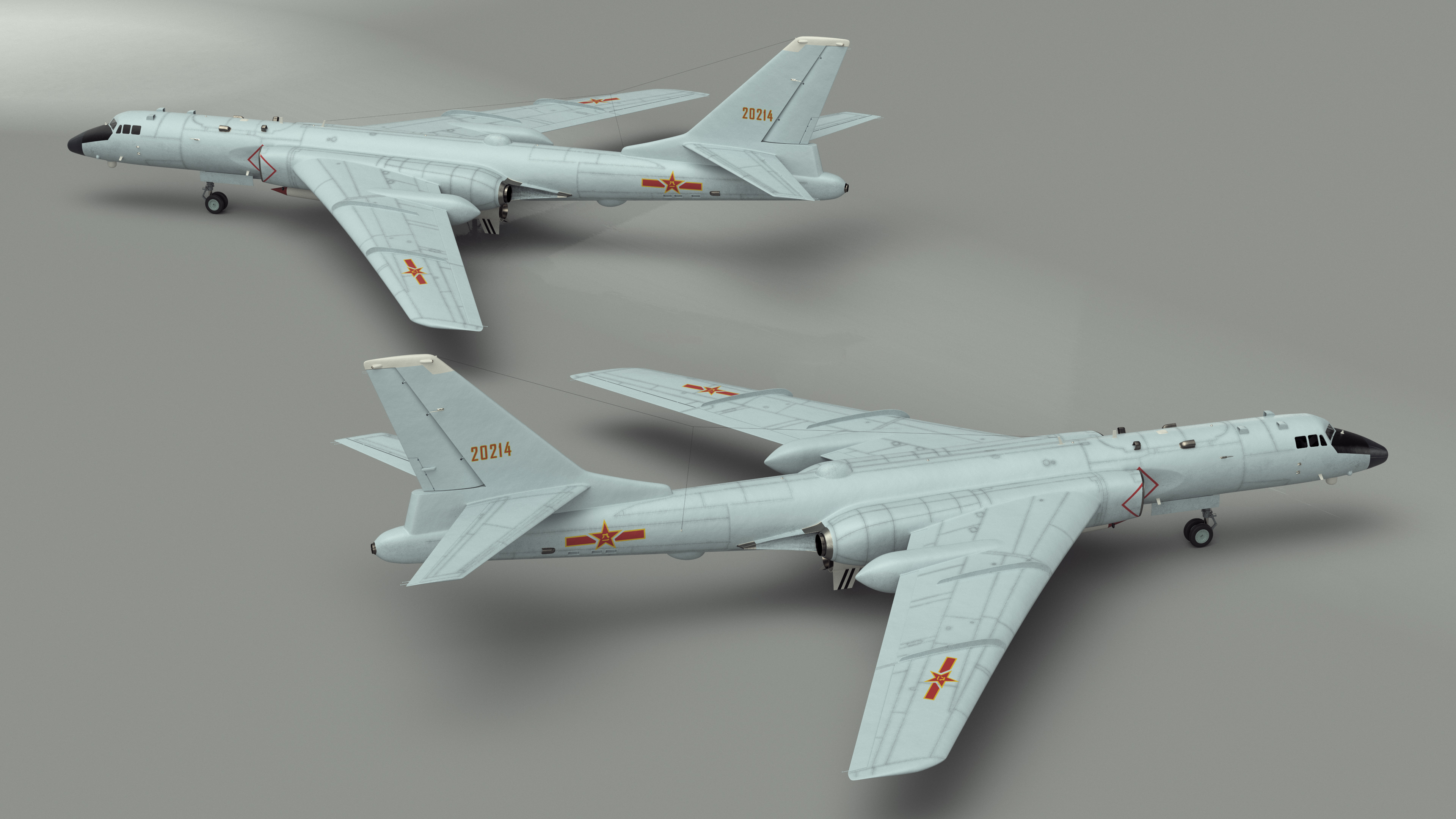 3D model Xian H-6 China Strategic Bomber with Strategic Strike Weapon