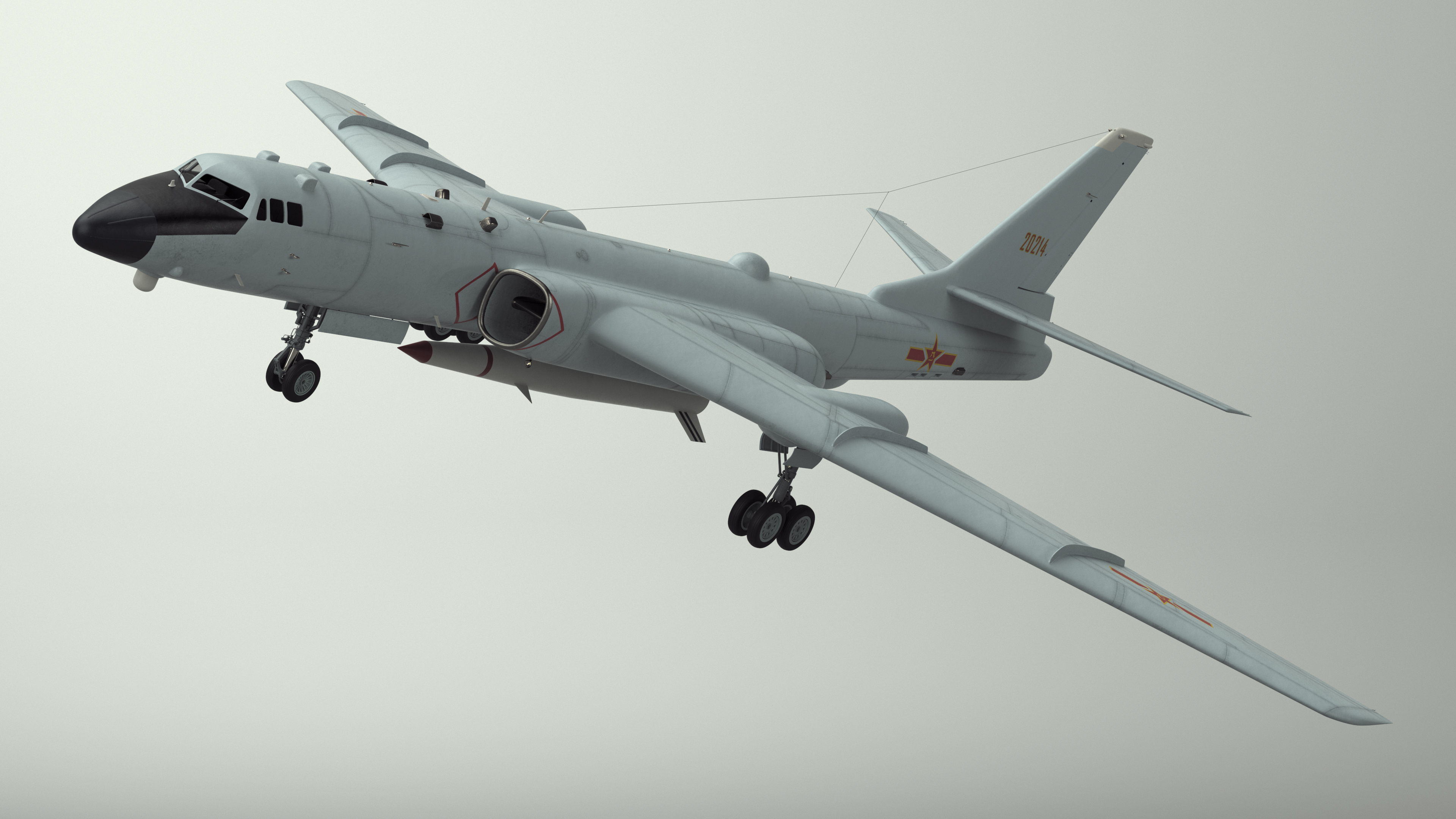 3D model Xian H-6 China Strategic Bomber with Strategic Strike Weapon