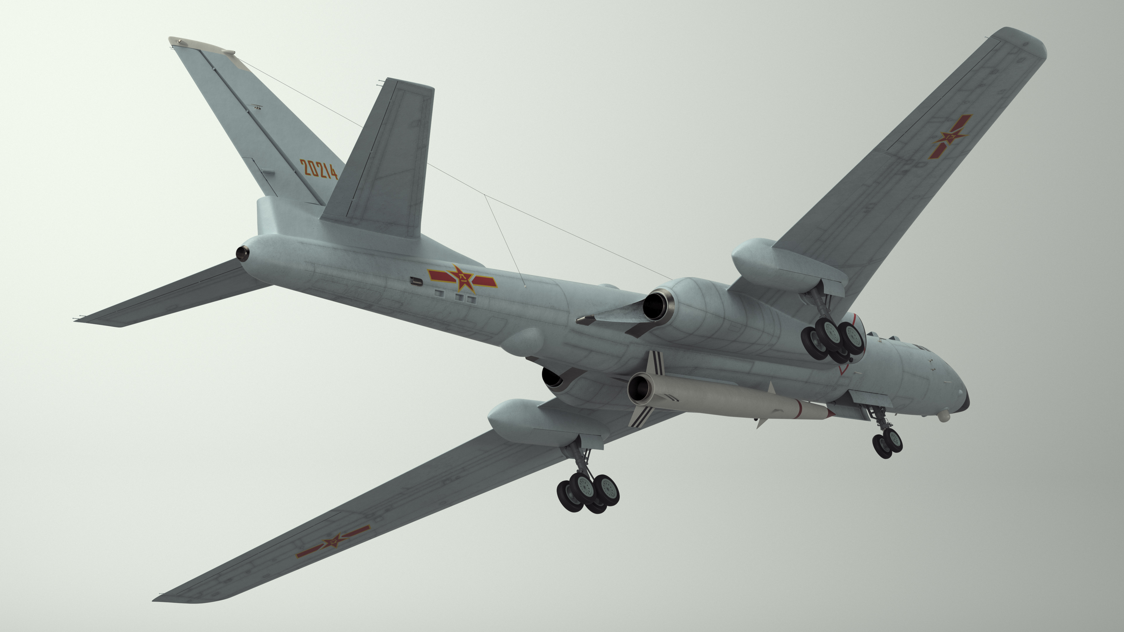 3D model Xian H-6 China Strategic Bomber with Strategic Strike Weapon