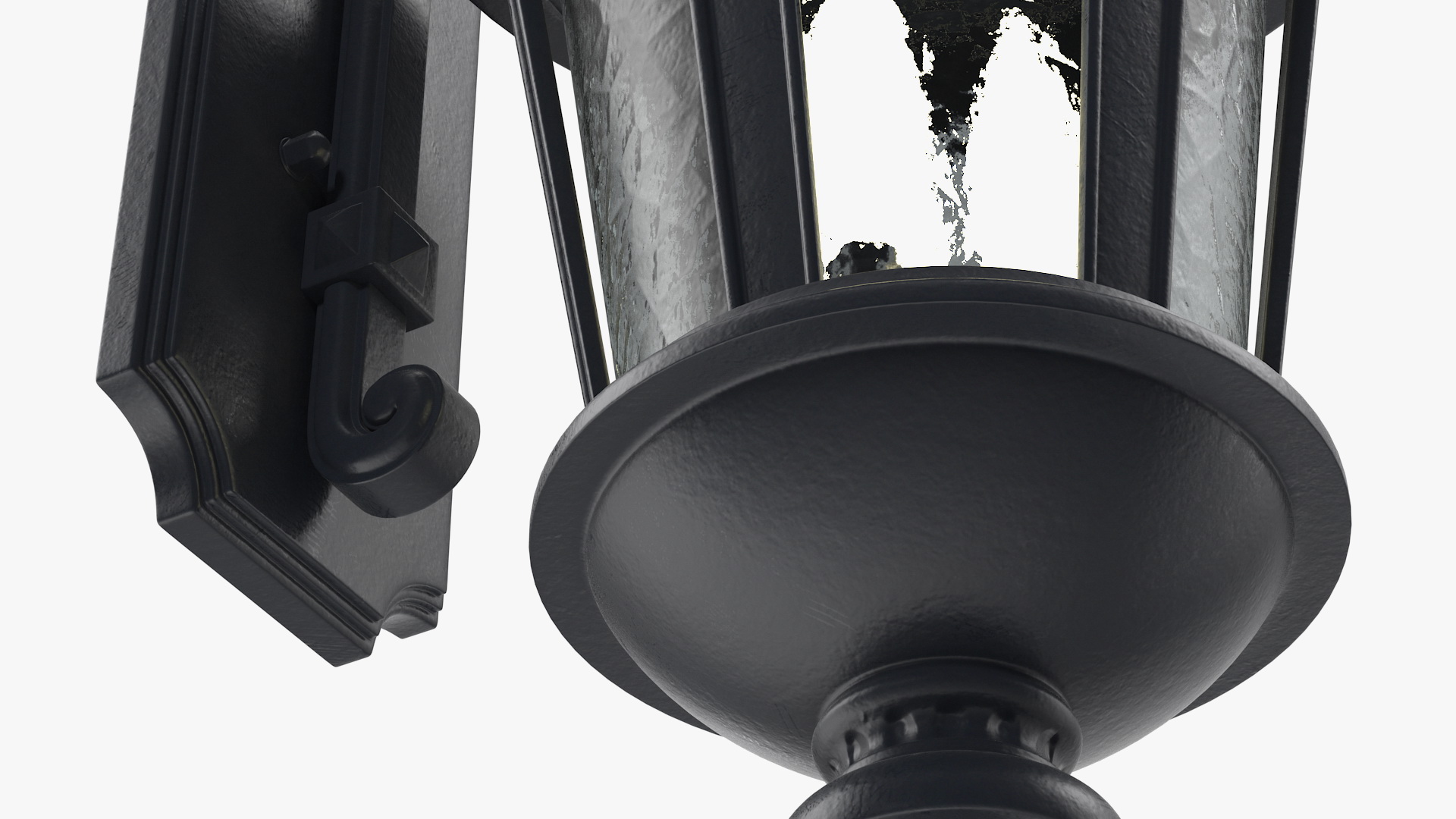 3D Black Vintage Outdoor Wall Lantern Switched On