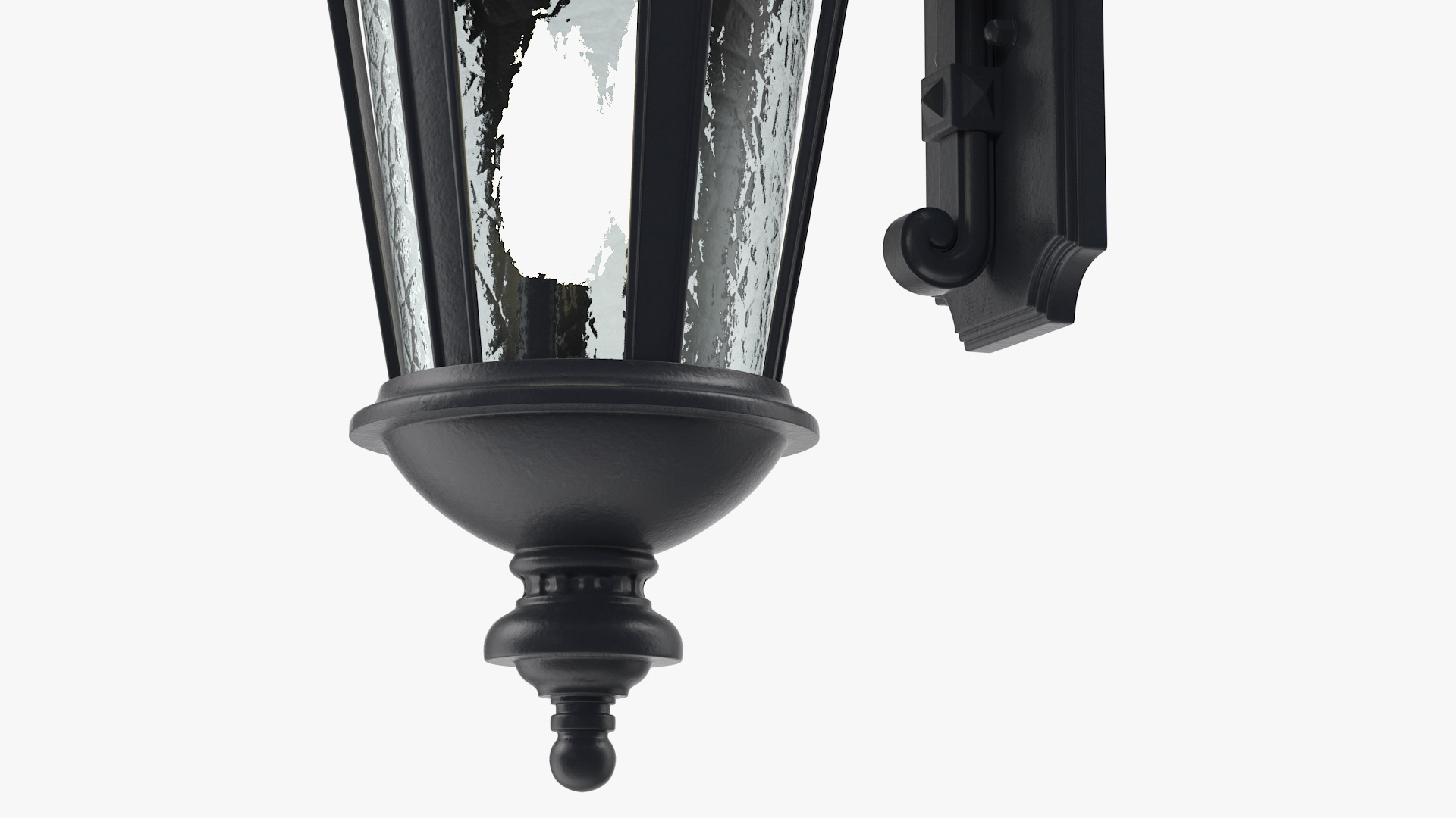 3D Black Vintage Outdoor Wall Lantern Switched On