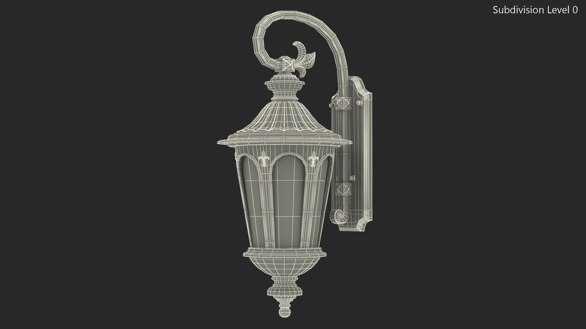 3D Black Vintage Outdoor Wall Lantern Switched On