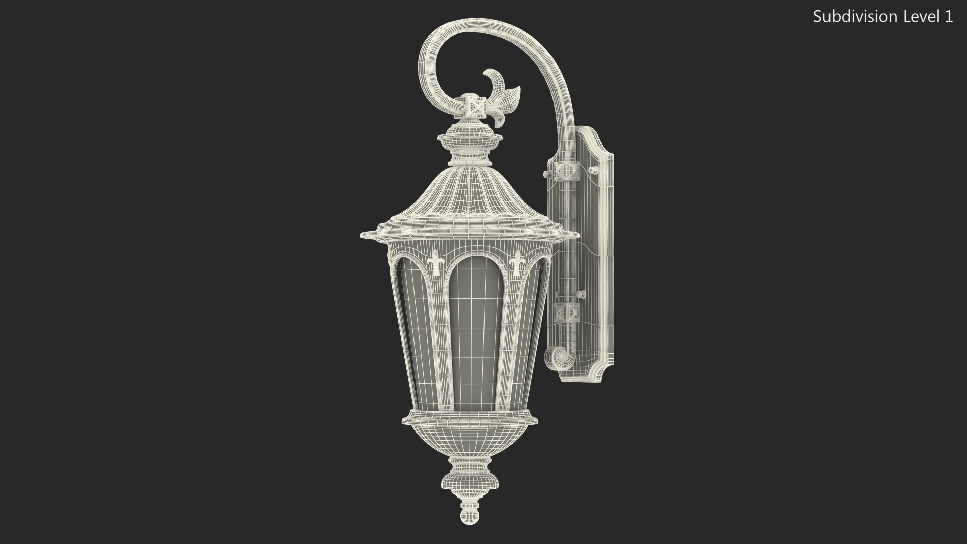 3D Black Vintage Outdoor Wall Lantern Switched On