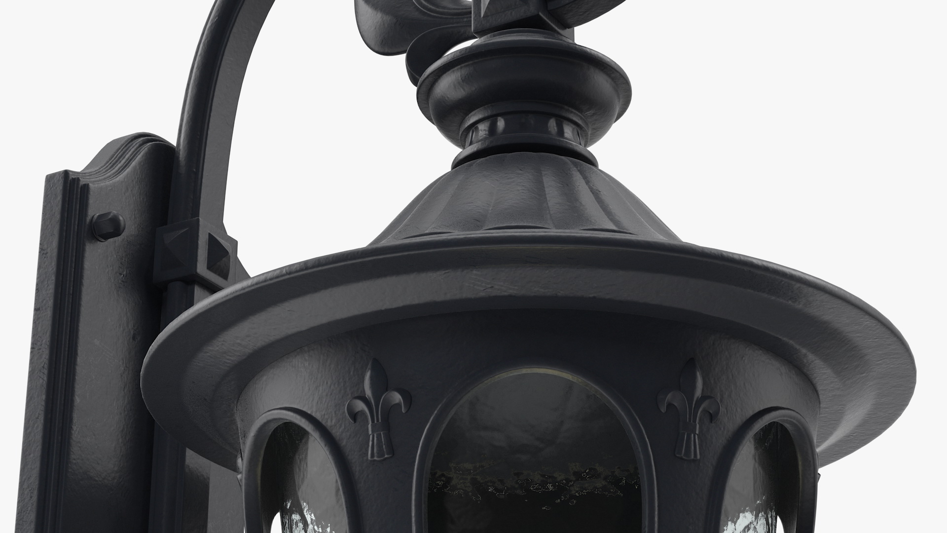 3D Black Vintage Outdoor Wall Lantern Switched On