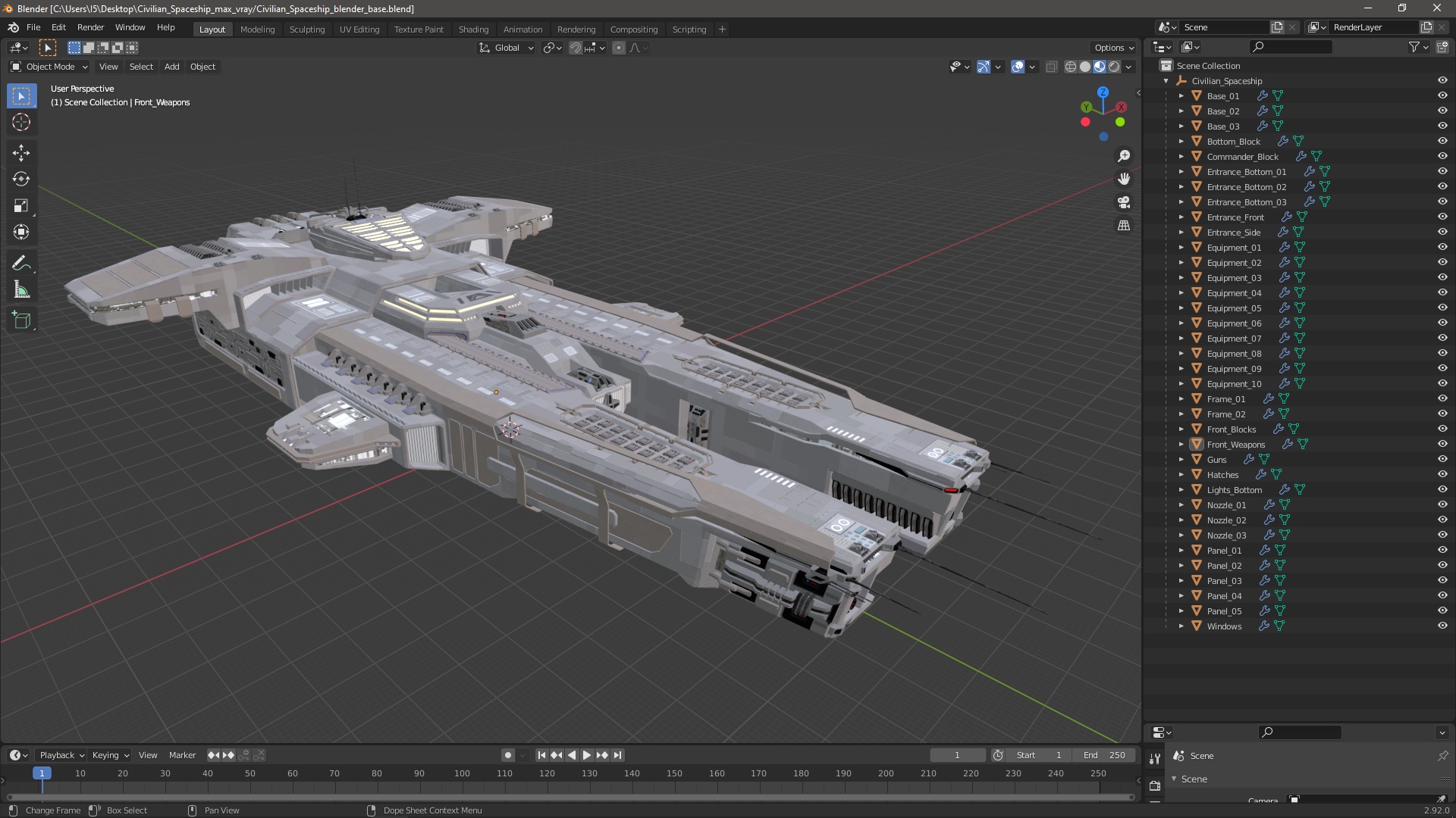 3D Civilian Spaceship model