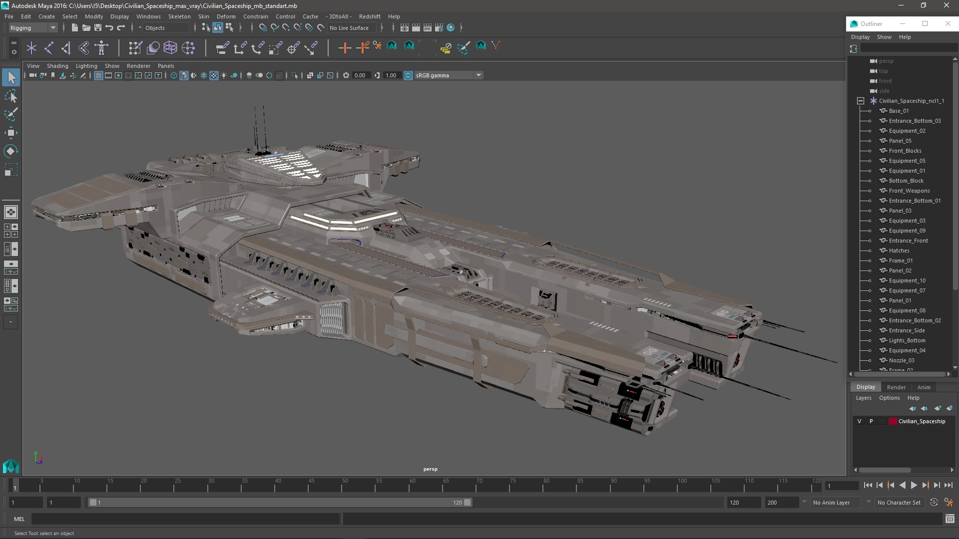 3D Civilian Spaceship model