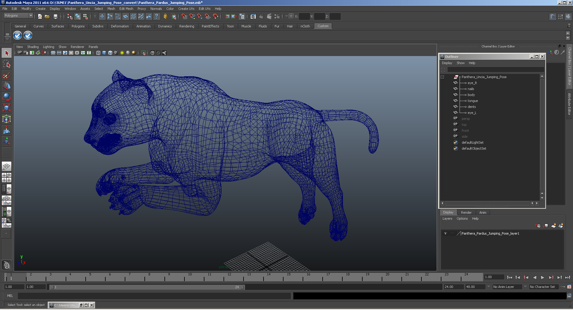 Panthera Uncia Jumping Pose 3D