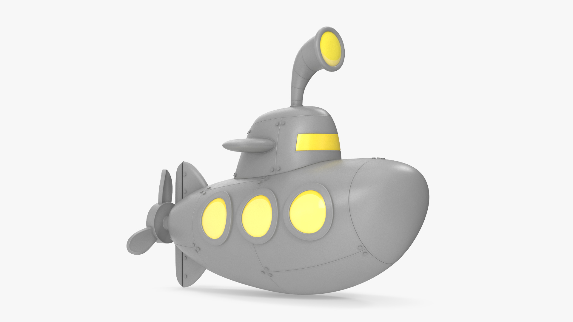 Submarine Cartoon Grey Rigged 3D model