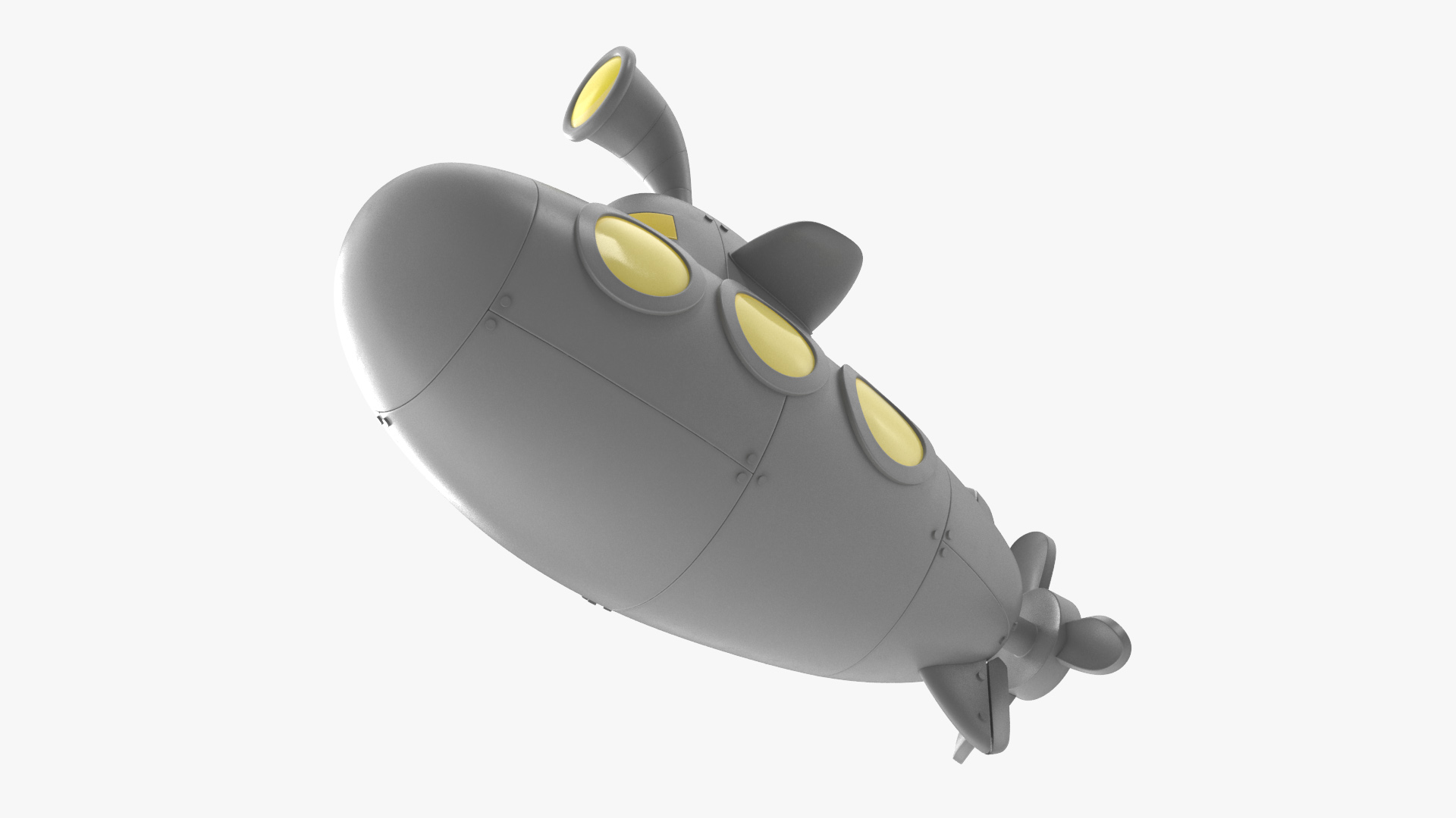 Submarine Cartoon Grey Rigged 3D model
