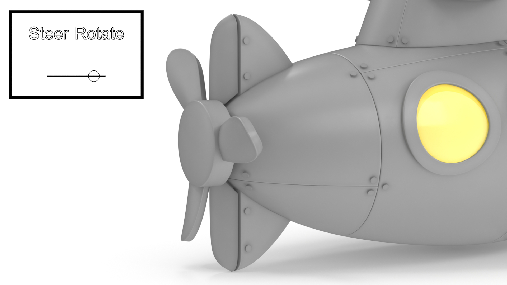 Submarine Cartoon Grey Rigged 3D model