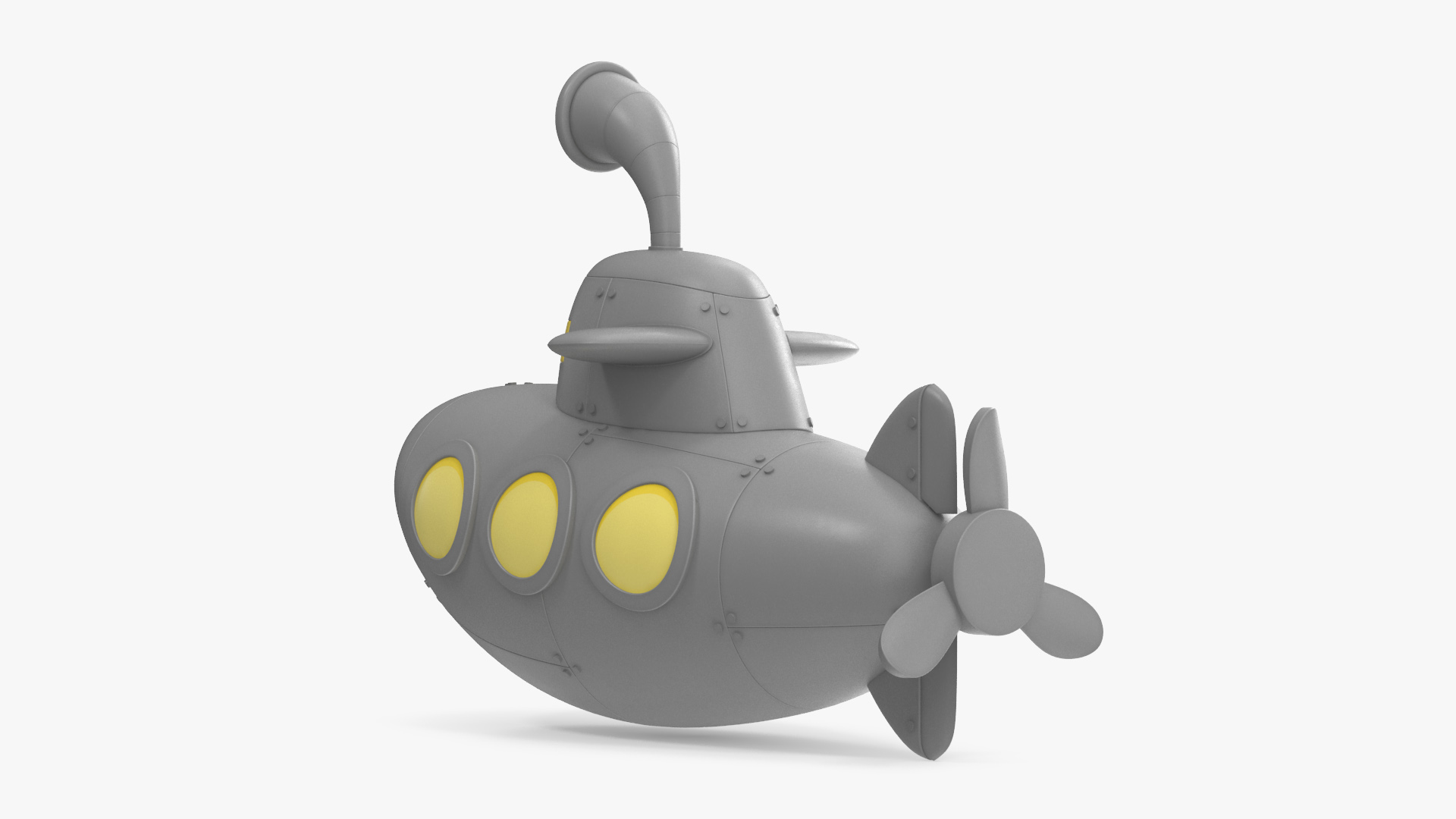 Submarine Cartoon Grey Rigged 3D model