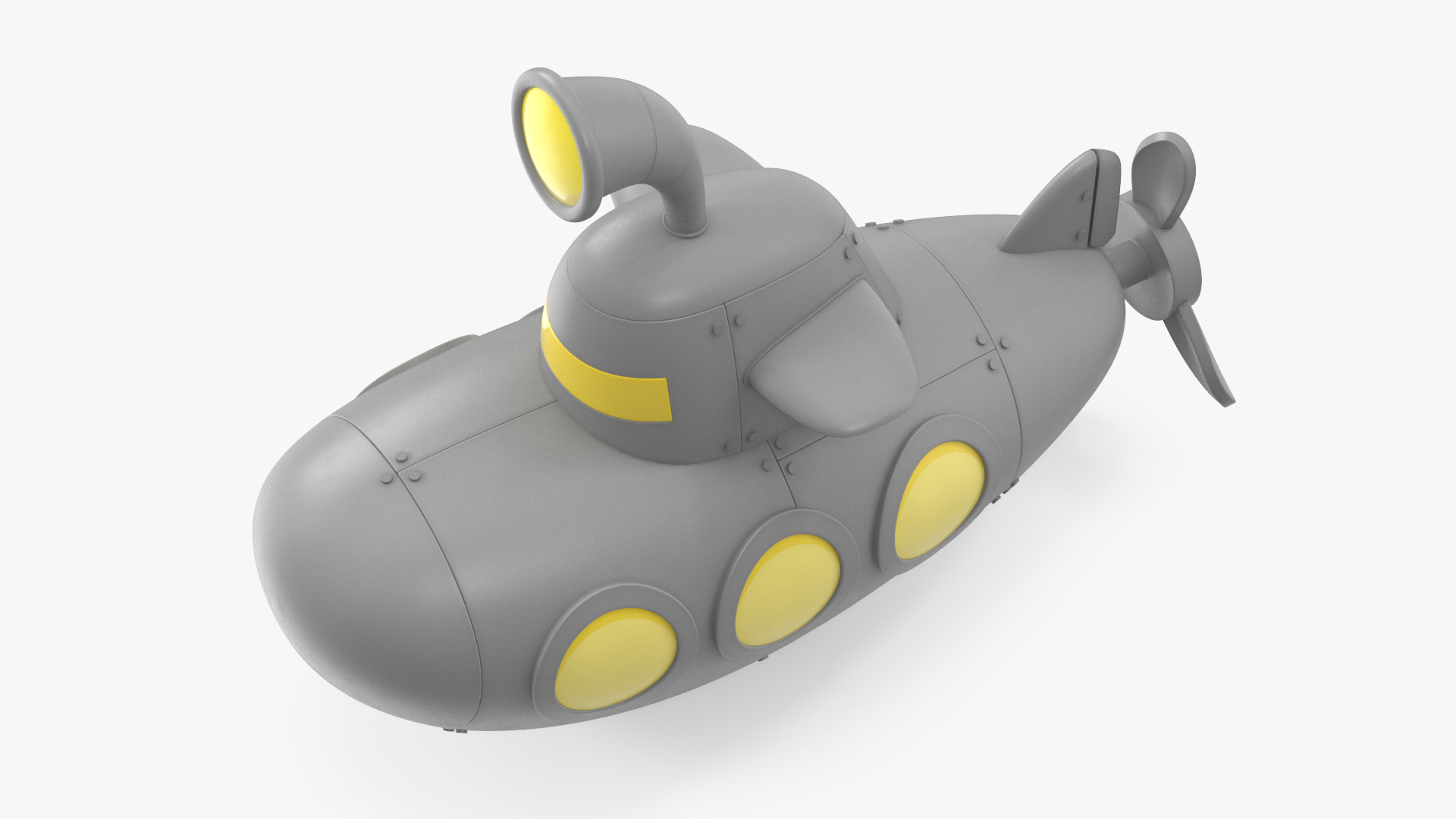 Submarine Cartoon Grey Rigged 3D model