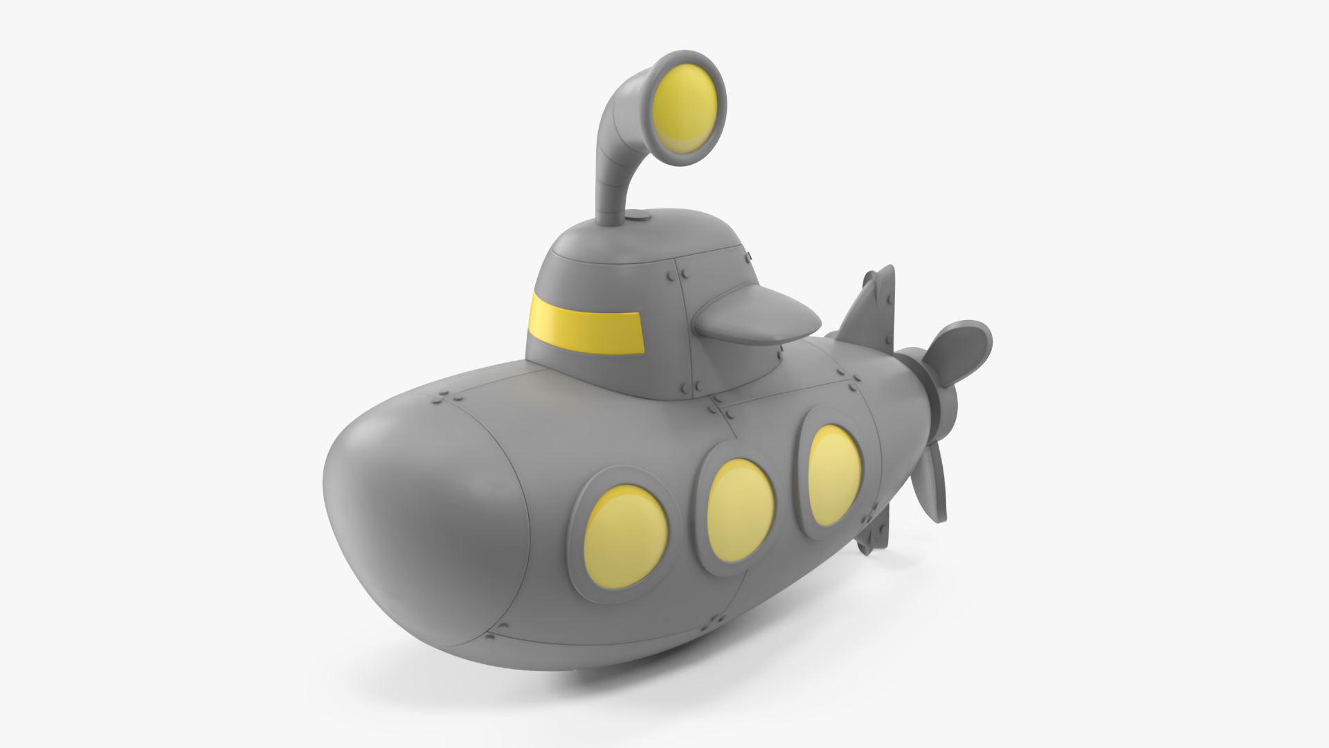 Submarine Cartoon Grey Rigged 3D model
