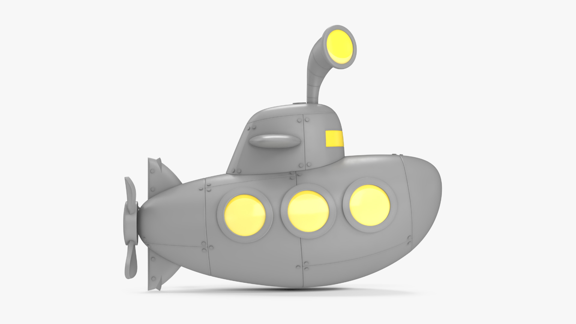 Submarine Cartoon Grey Rigged 3D model