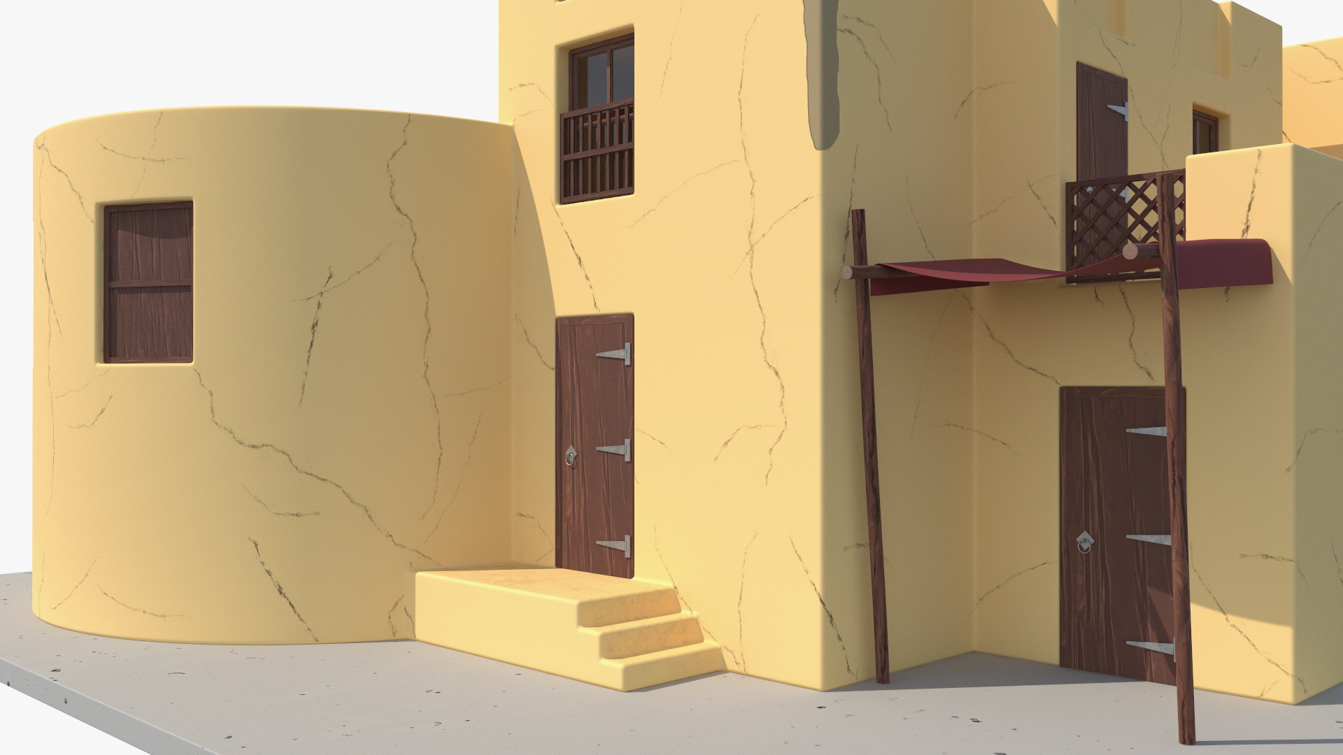 3D model Cartoon Arab House with Cylindrical Extension