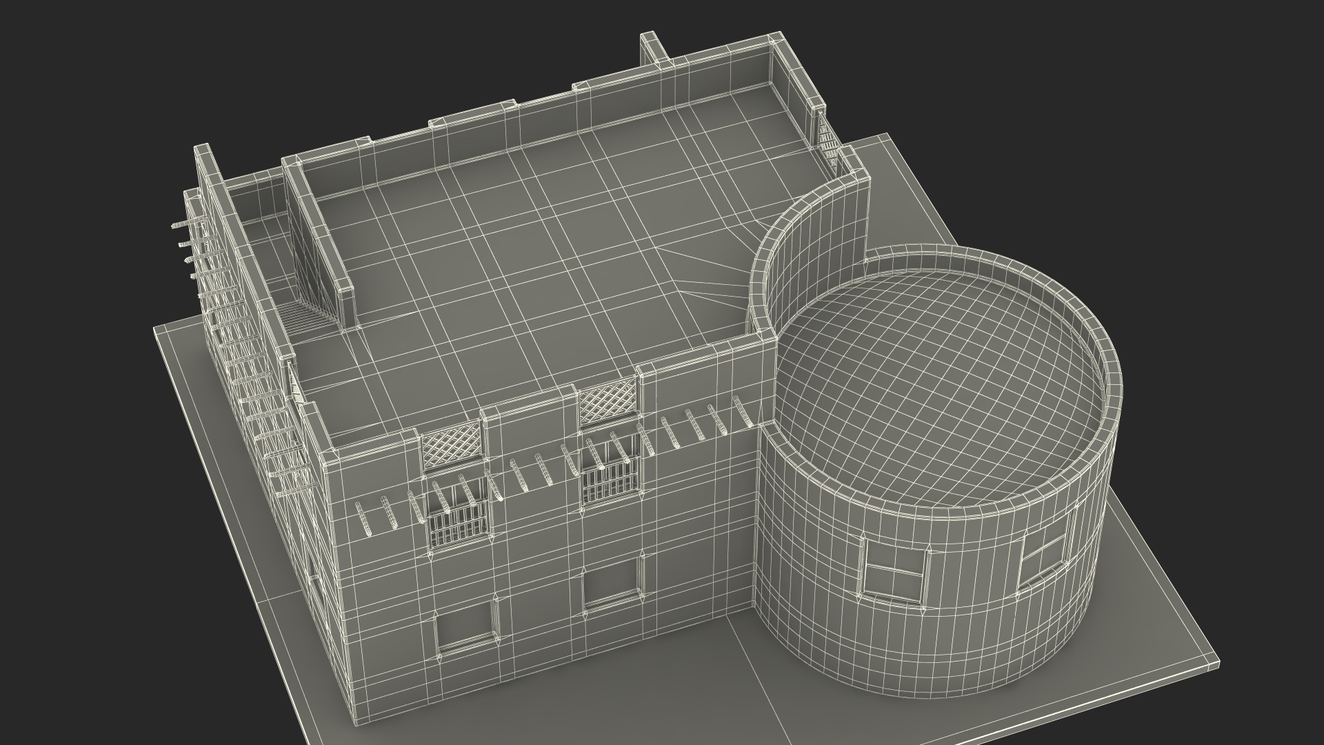 3D model Cartoon Arab House with Cylindrical Extension