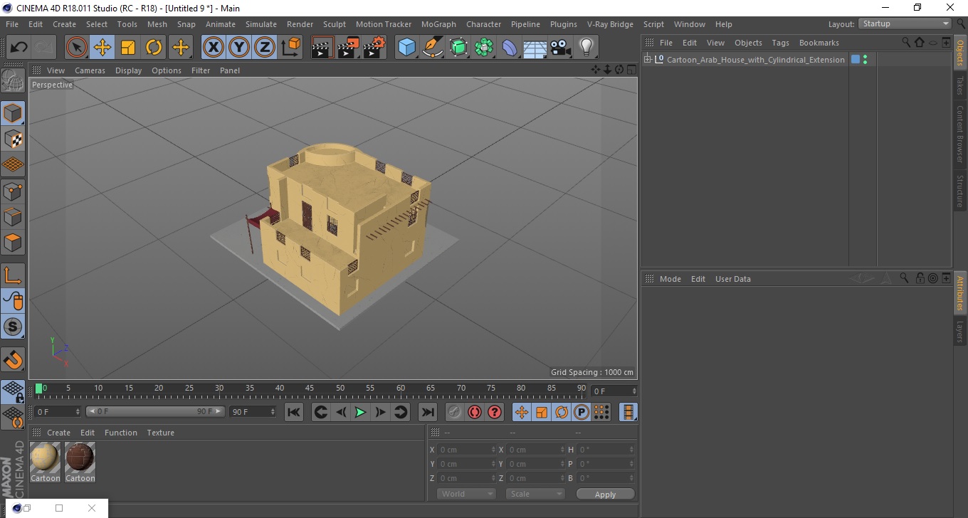 3D model Cartoon Arab House with Cylindrical Extension