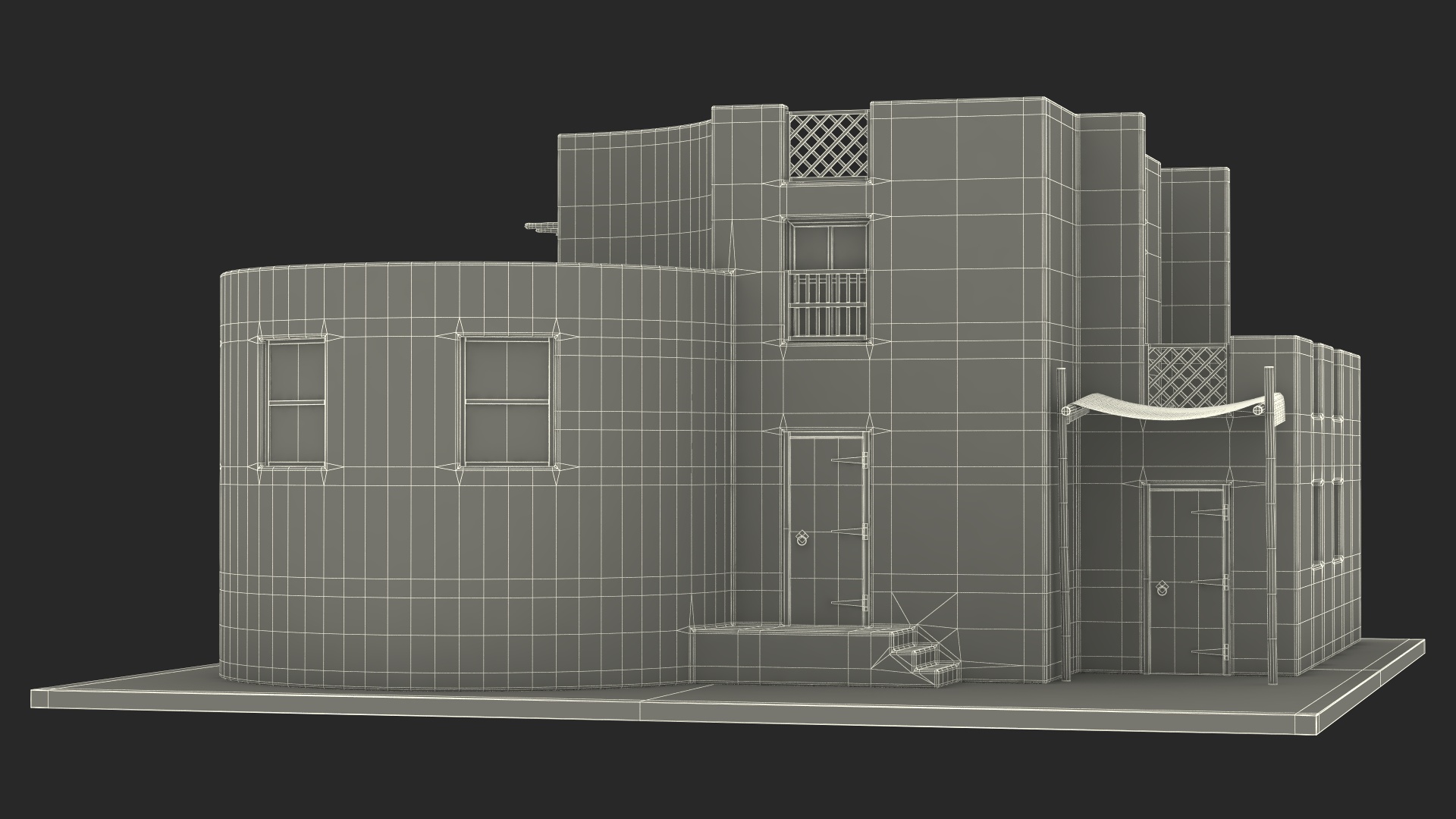 3D model Cartoon Arab House with Cylindrical Extension