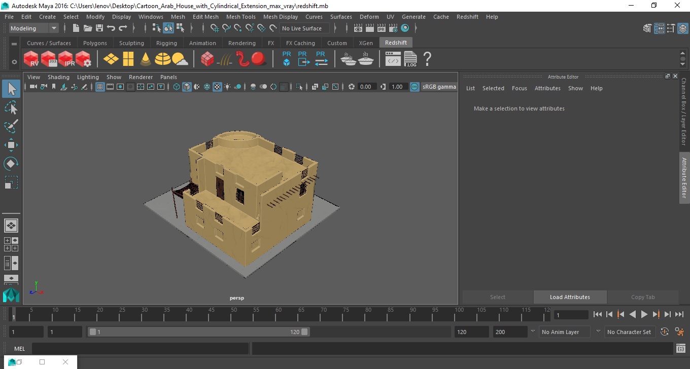 3D model Cartoon Arab House with Cylindrical Extension