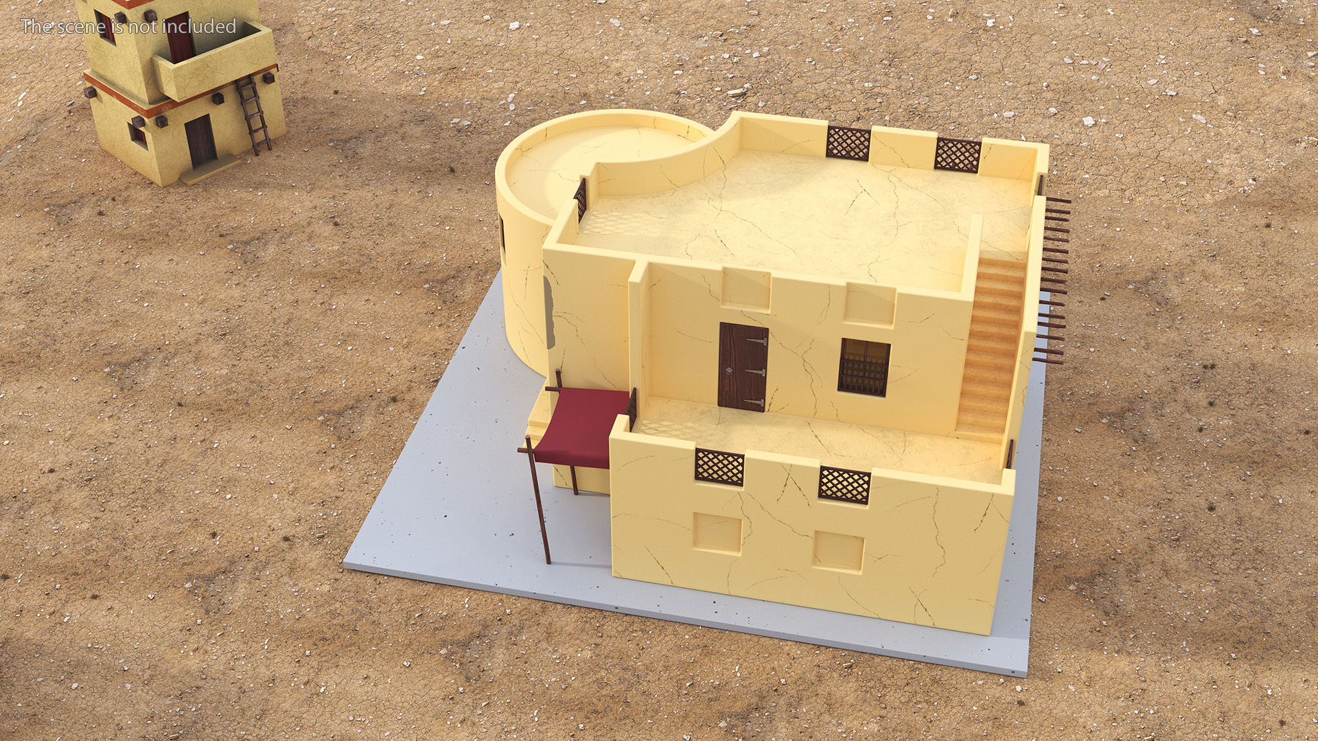 3D model Cartoon Arab House with Cylindrical Extension