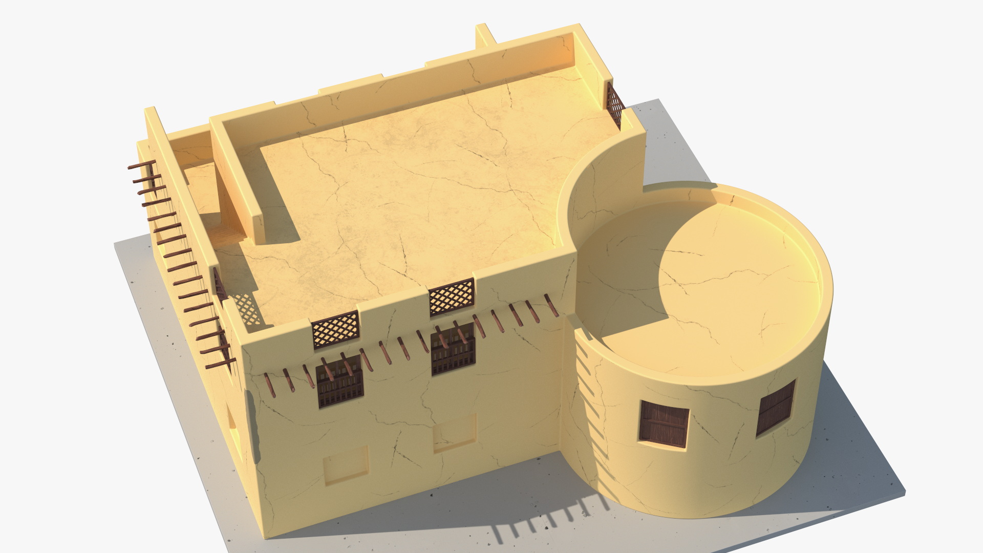 3D model Cartoon Arab House with Cylindrical Extension