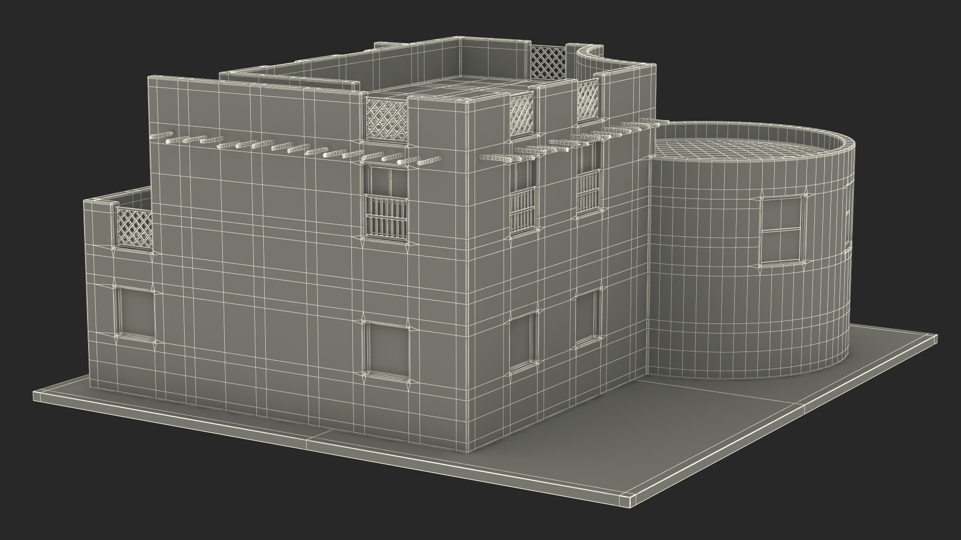 3D model Cartoon Arab House with Cylindrical Extension