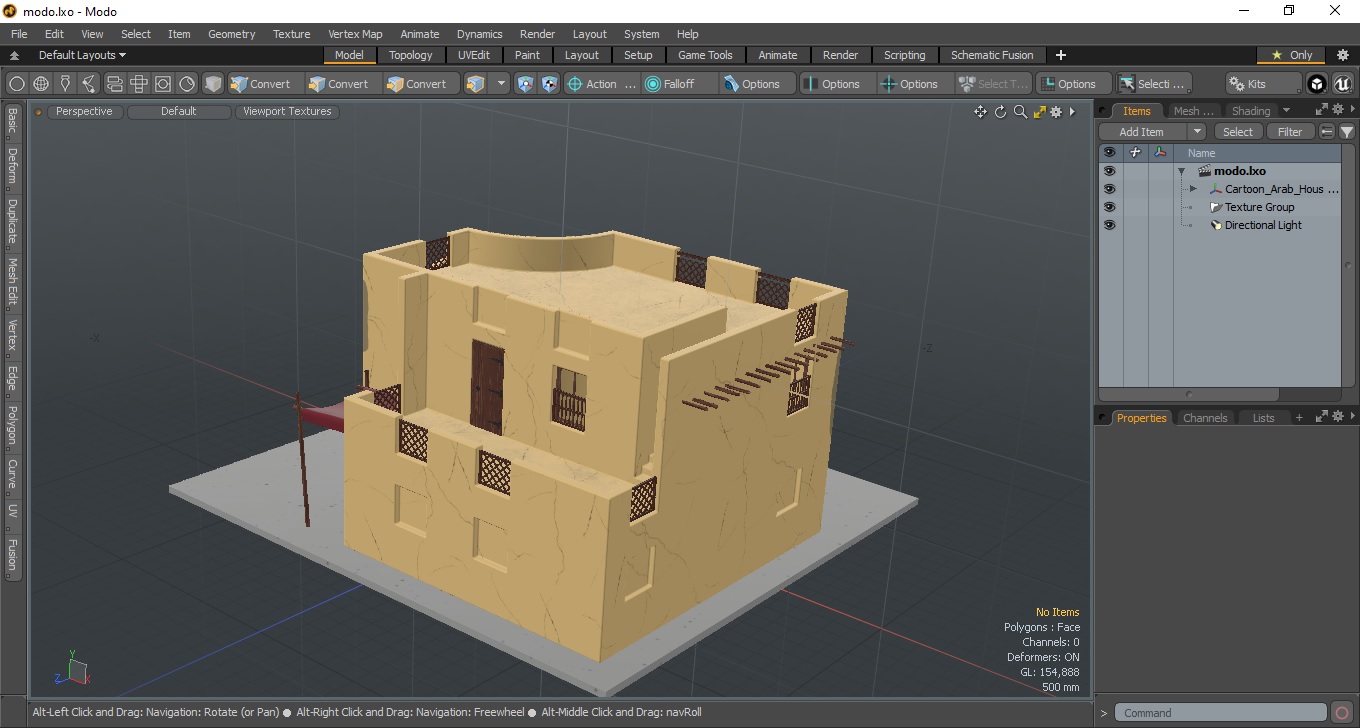 3D model Cartoon Arab House with Cylindrical Extension