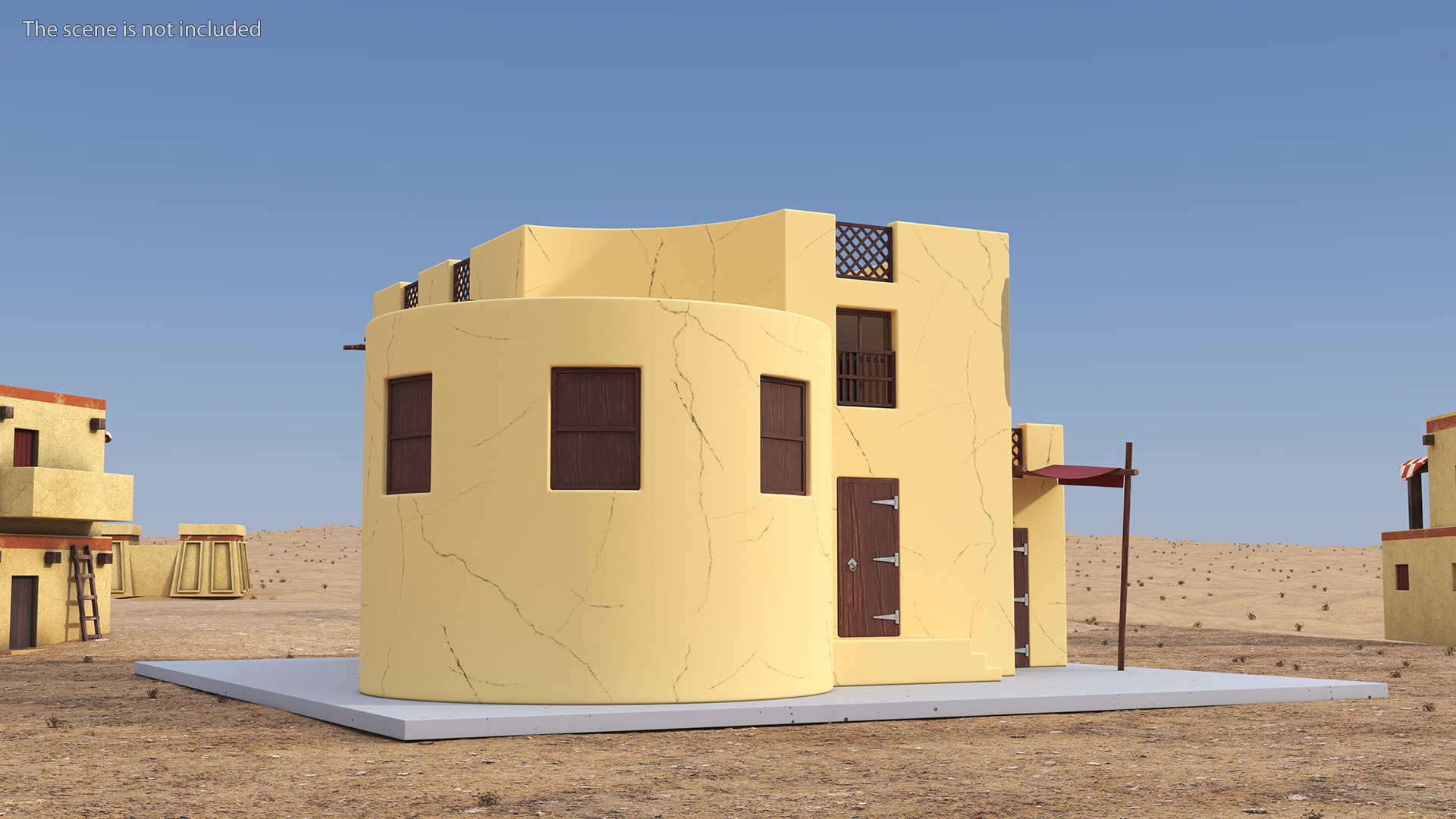 3D model Cartoon Arab House with Cylindrical Extension