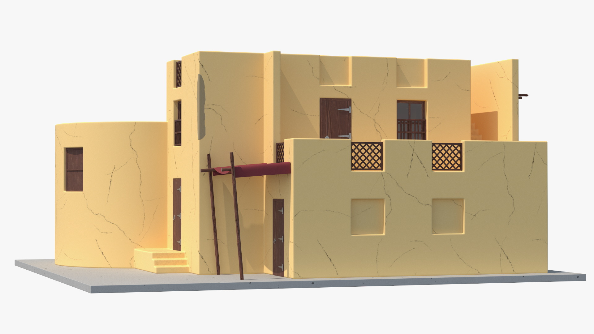3D model Cartoon Arab House with Cylindrical Extension