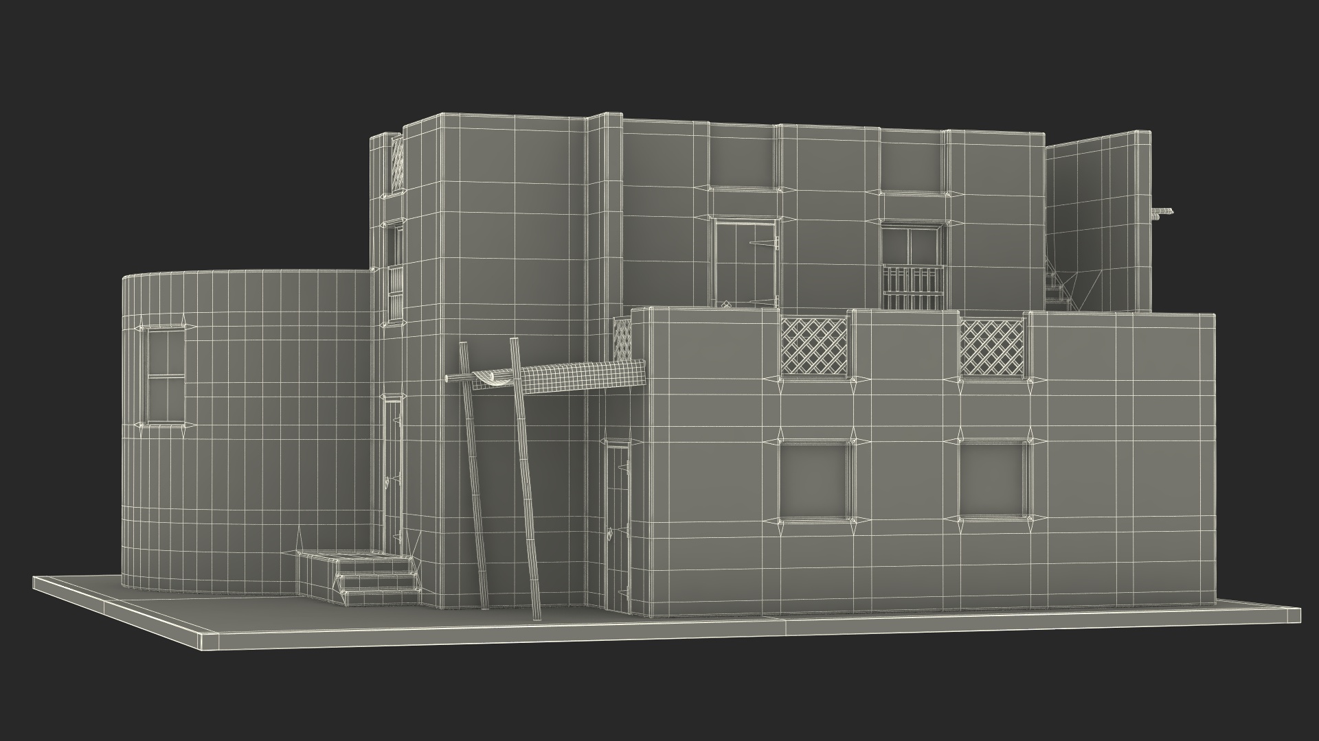 3D model Cartoon Arab House with Cylindrical Extension