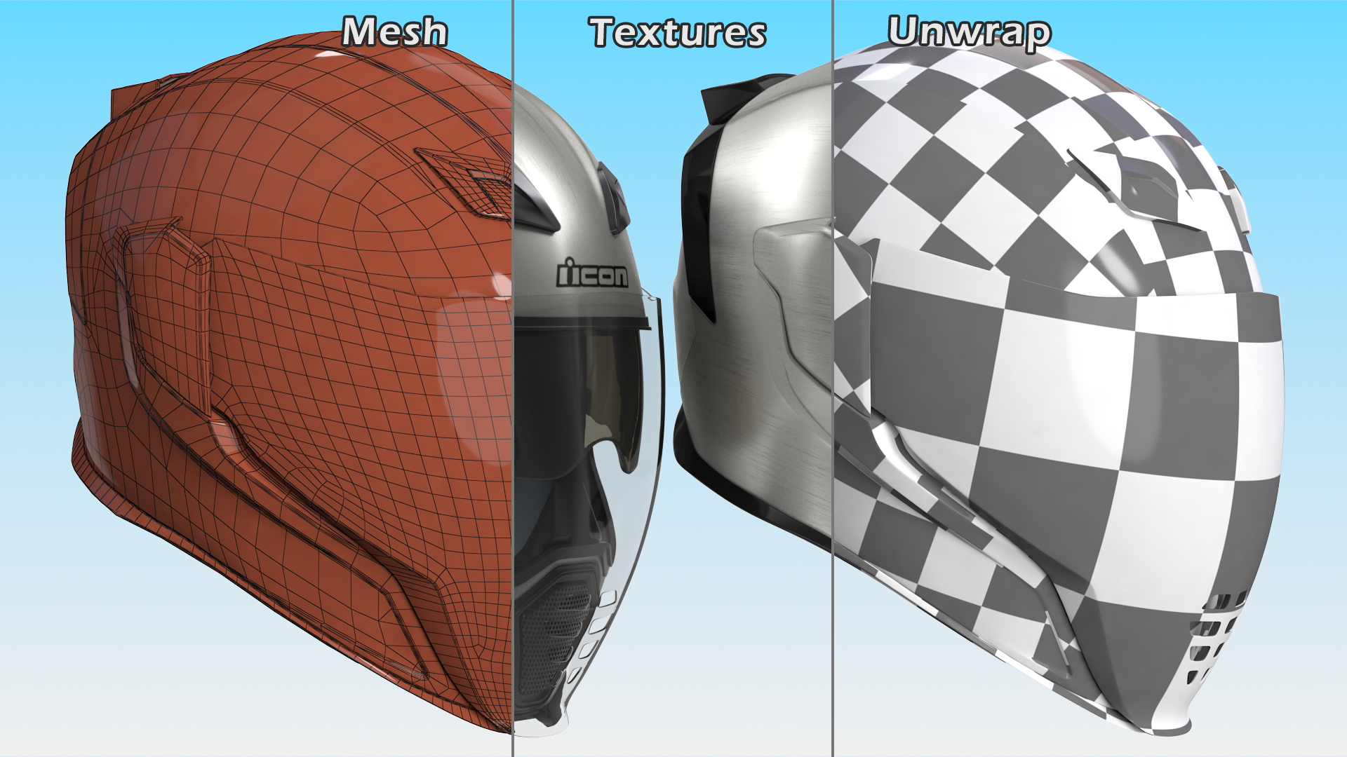 3D Full Face Motorcycle Helmet Icon Airflite Quicksilver model