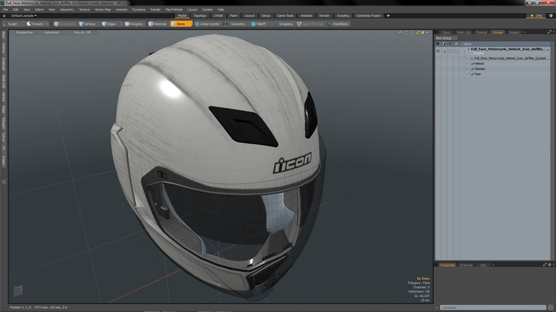 3D Full Face Motorcycle Helmet Icon Airflite Quicksilver model