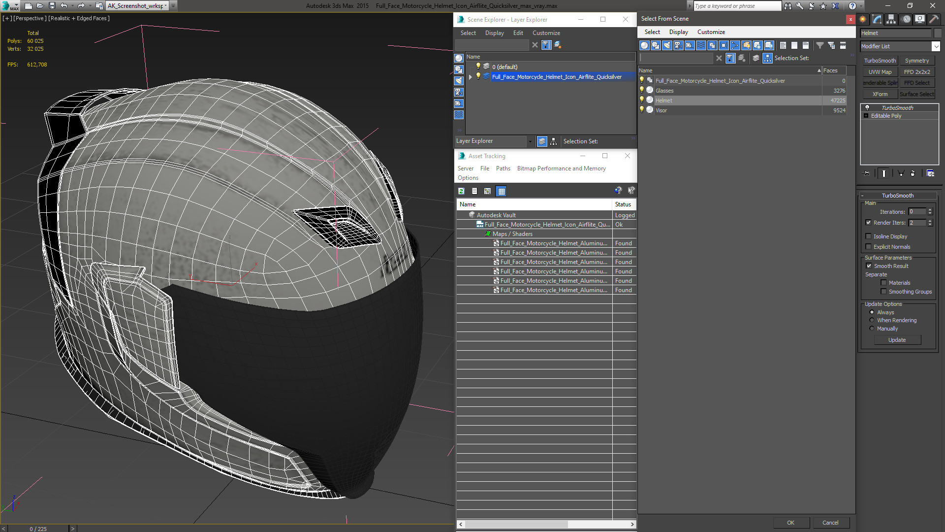 3D Full Face Motorcycle Helmet Icon Airflite Quicksilver model