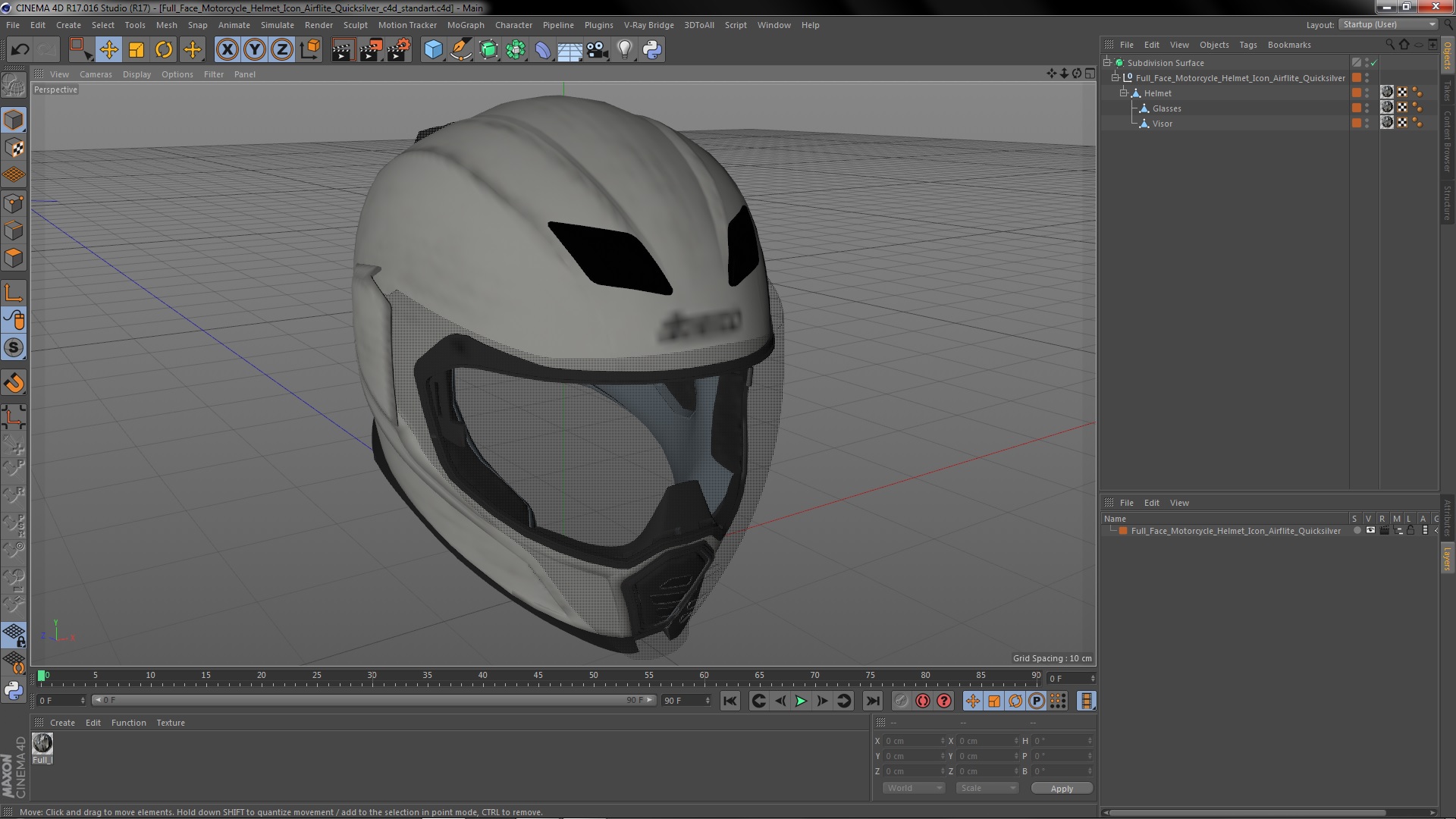 3D Full Face Motorcycle Helmet Icon Airflite Quicksilver model
