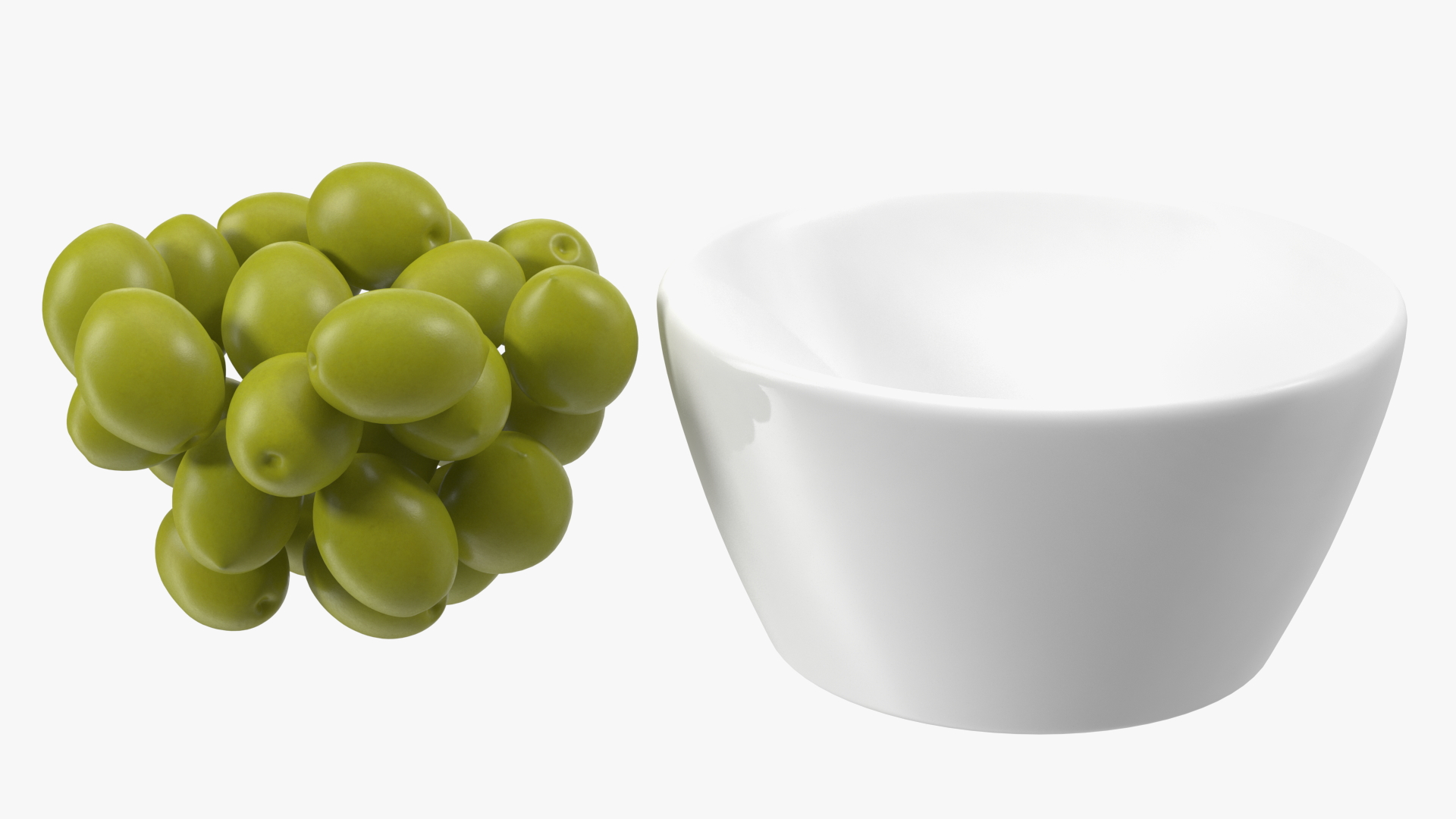 3D Bowl of Fresh Green Olives