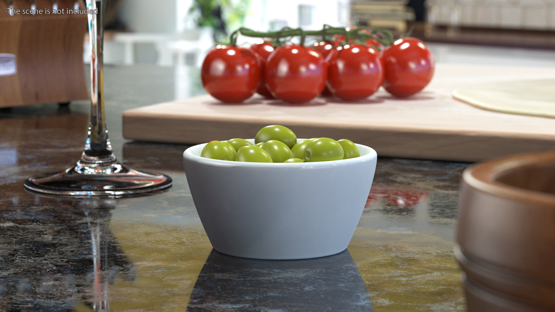 3D Bowl of Fresh Green Olives