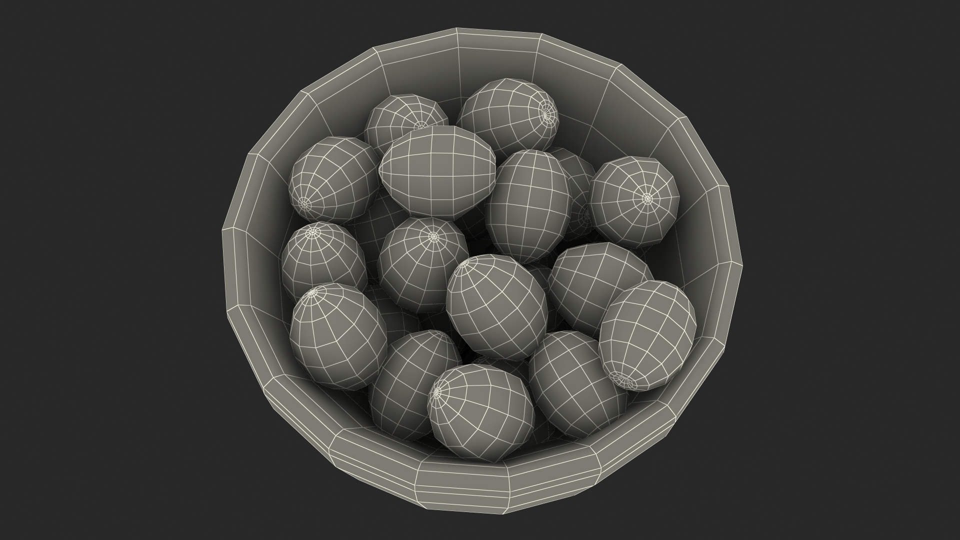 3D Bowl of Fresh Green Olives