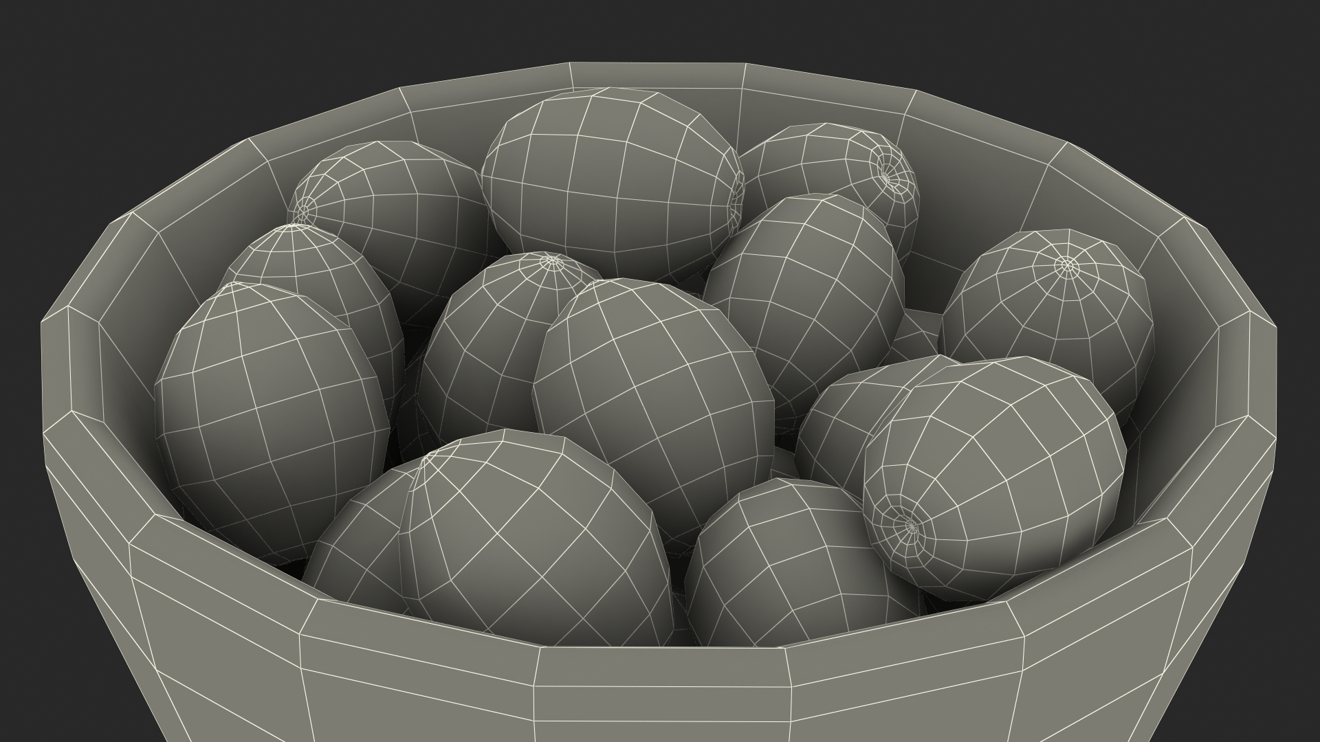 3D Bowl of Fresh Green Olives