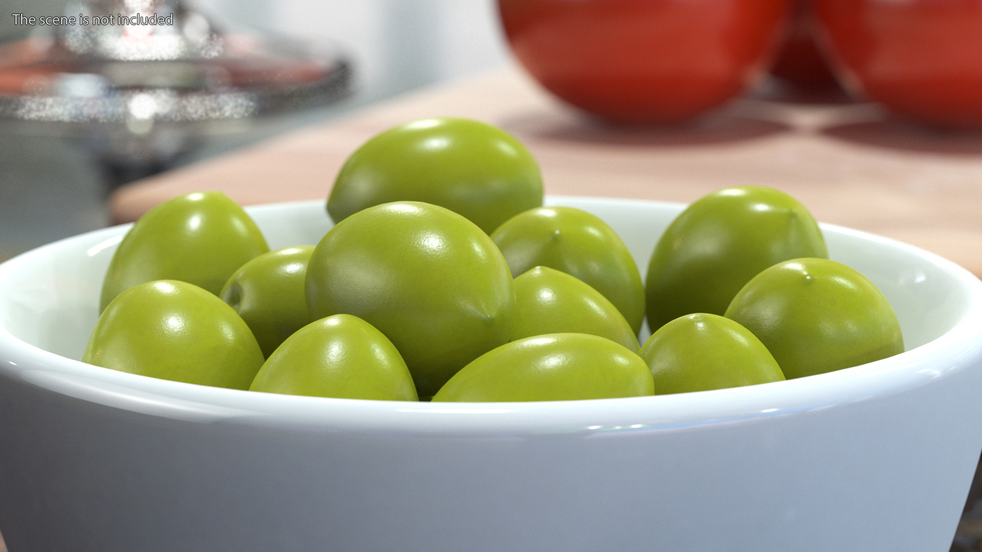 3D Bowl of Fresh Green Olives
