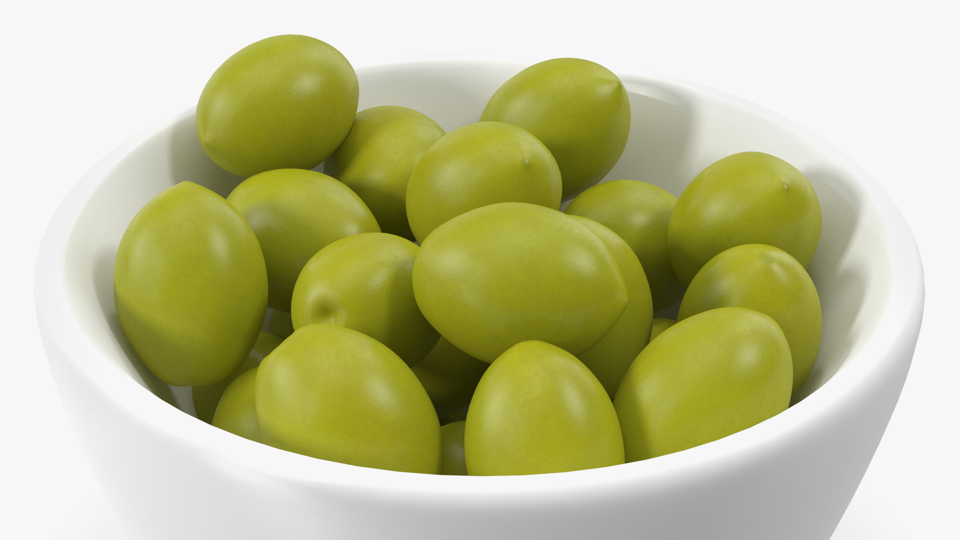 3D Bowl of Fresh Green Olives