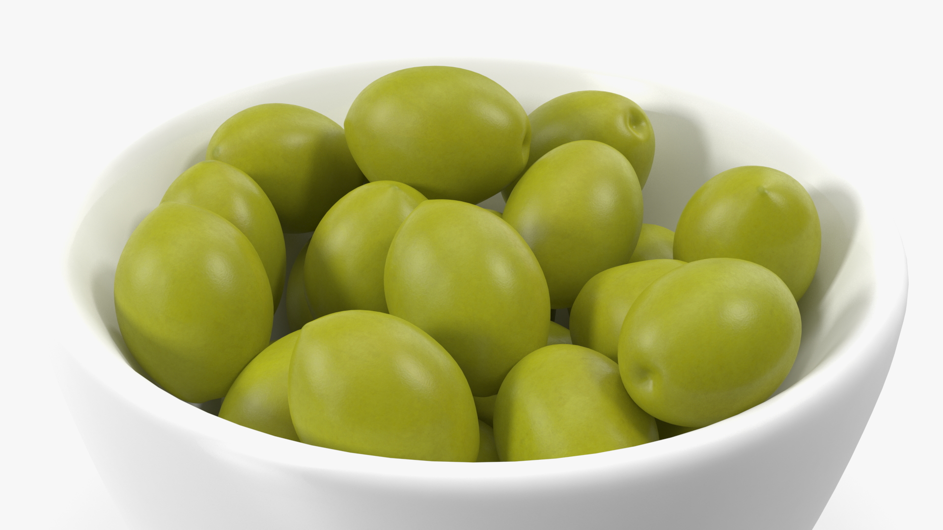 3D Bowl of Fresh Green Olives
