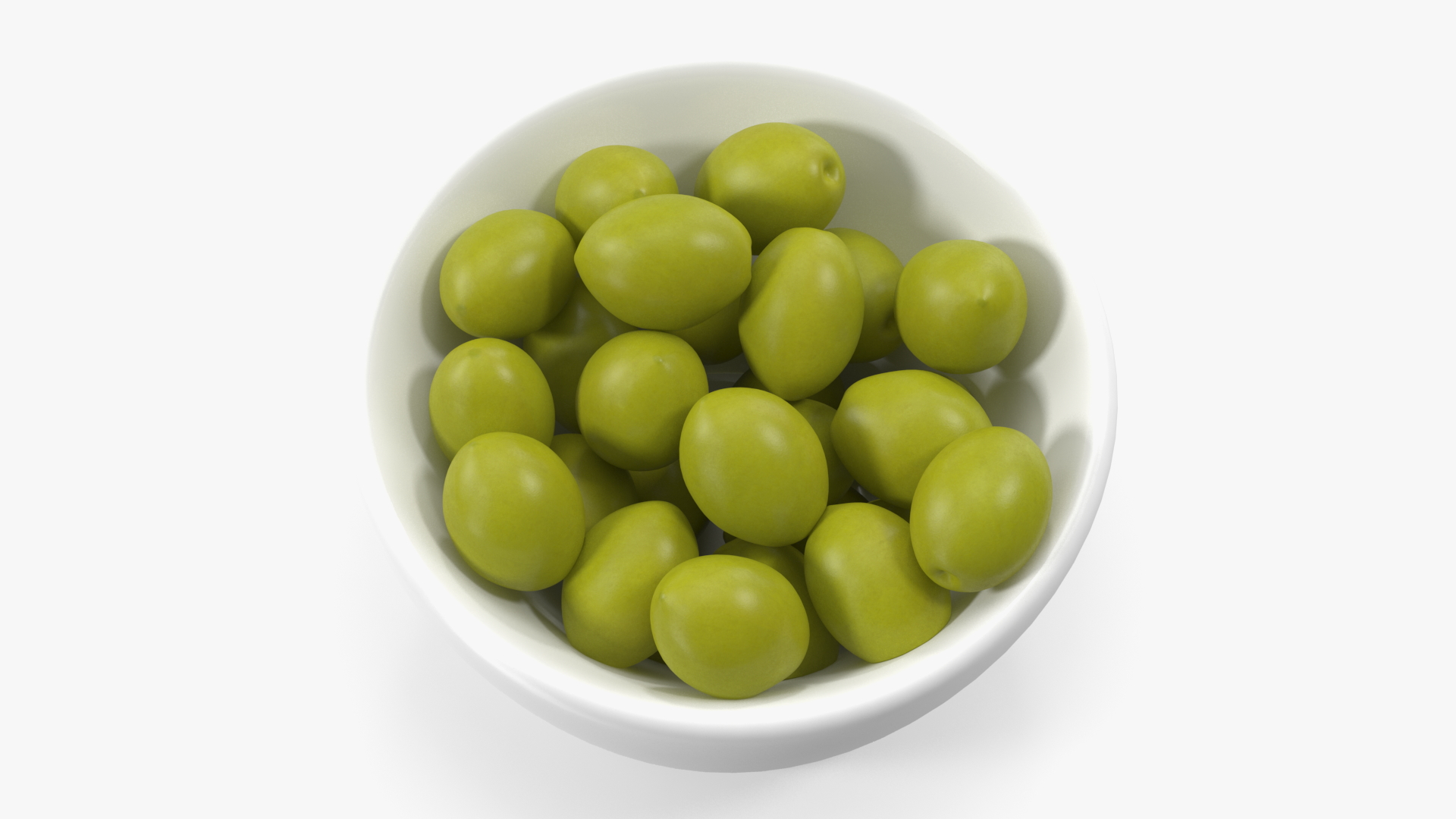 3D Bowl of Fresh Green Olives