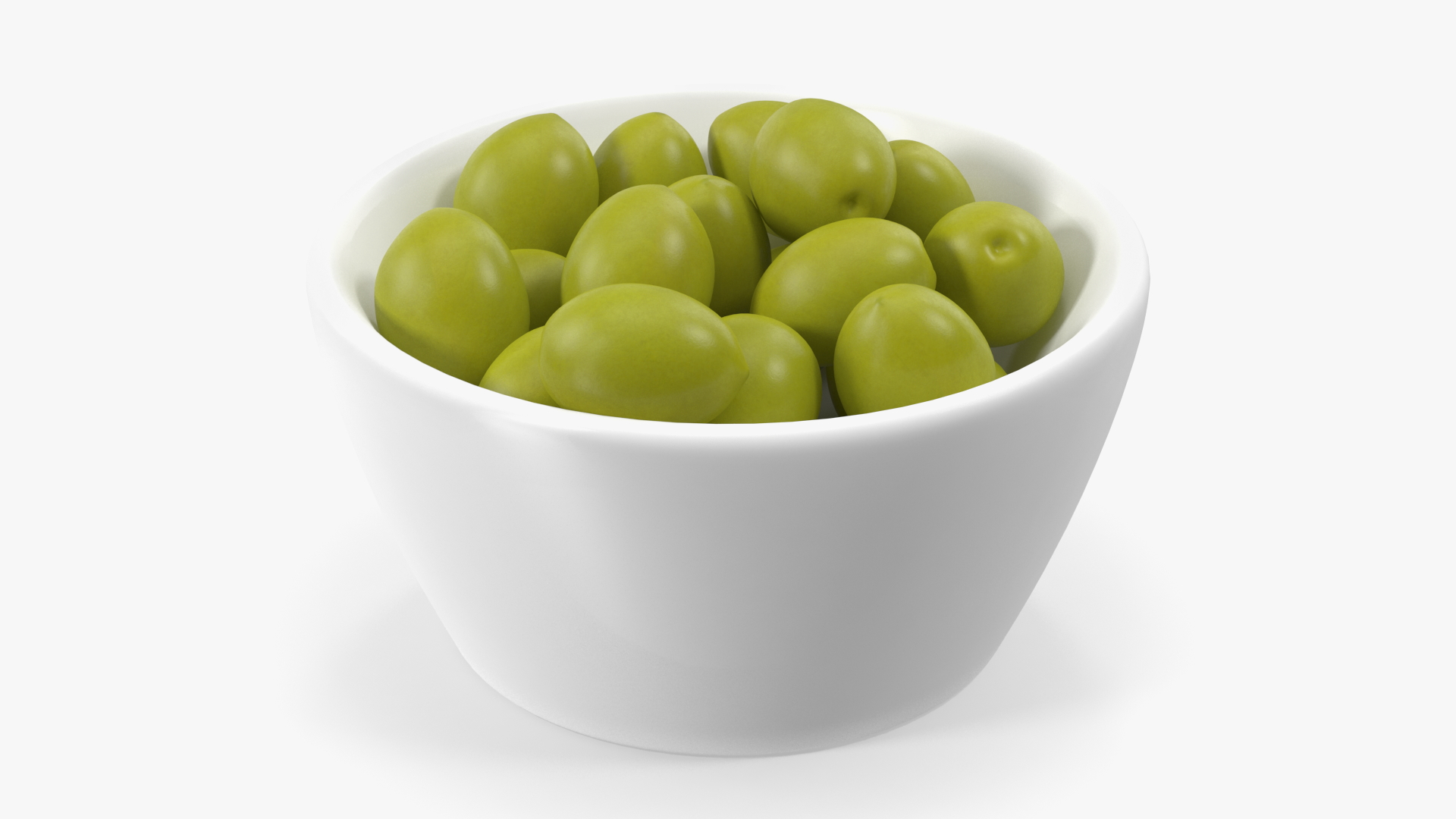 3D Bowl of Fresh Green Olives