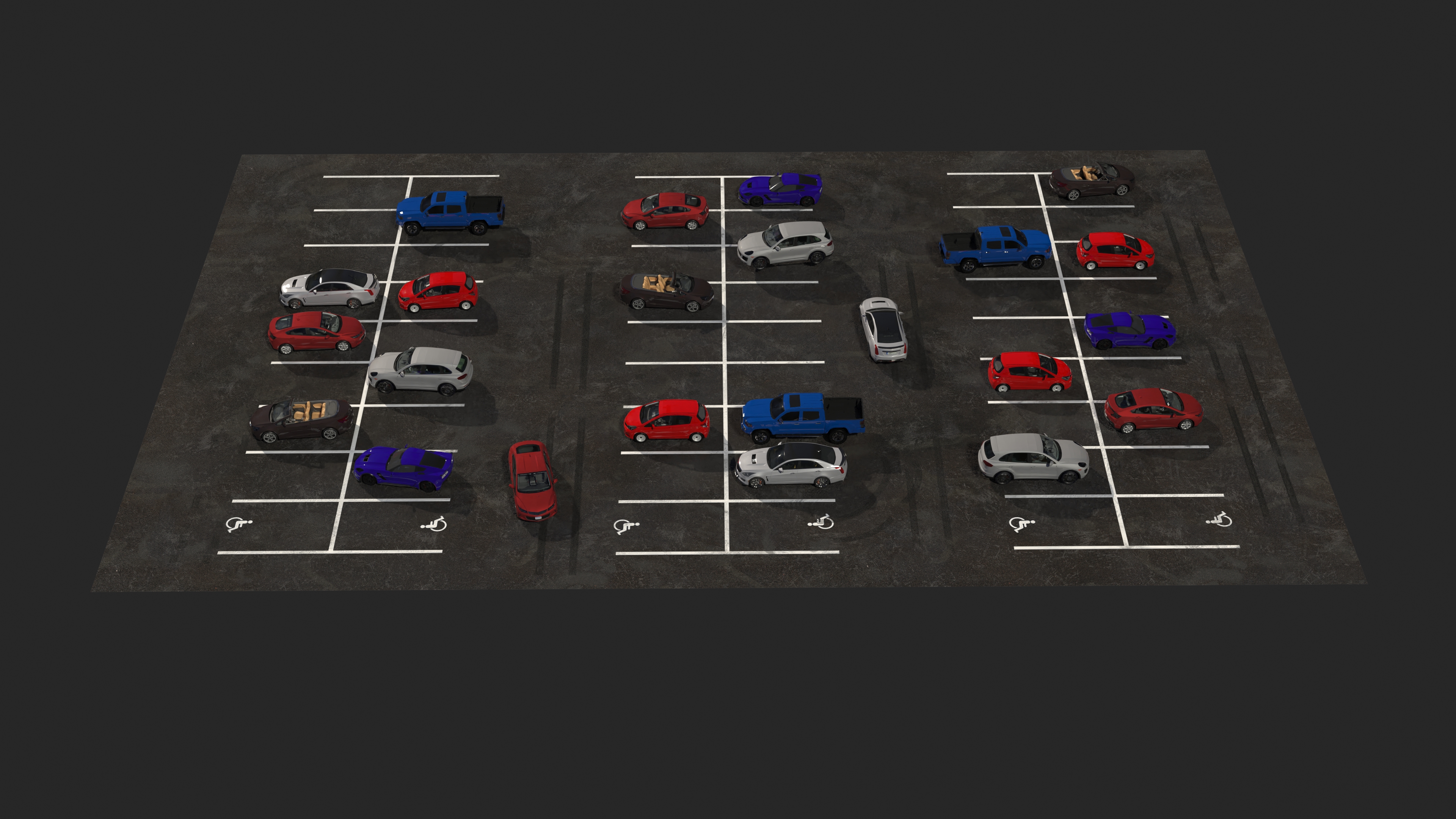 3D Filled Street Parking 54 Lots Old model