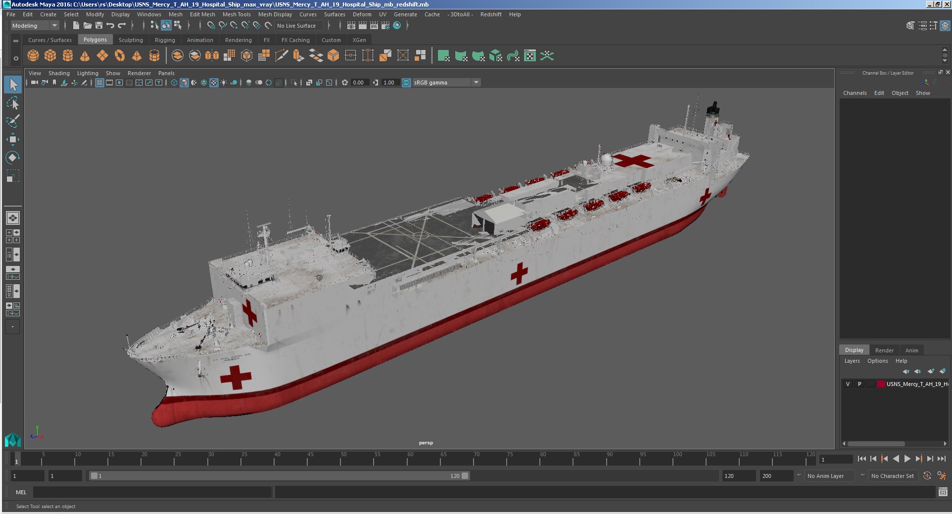 USNS Mercy T AH 19 Hospital Ship 3D